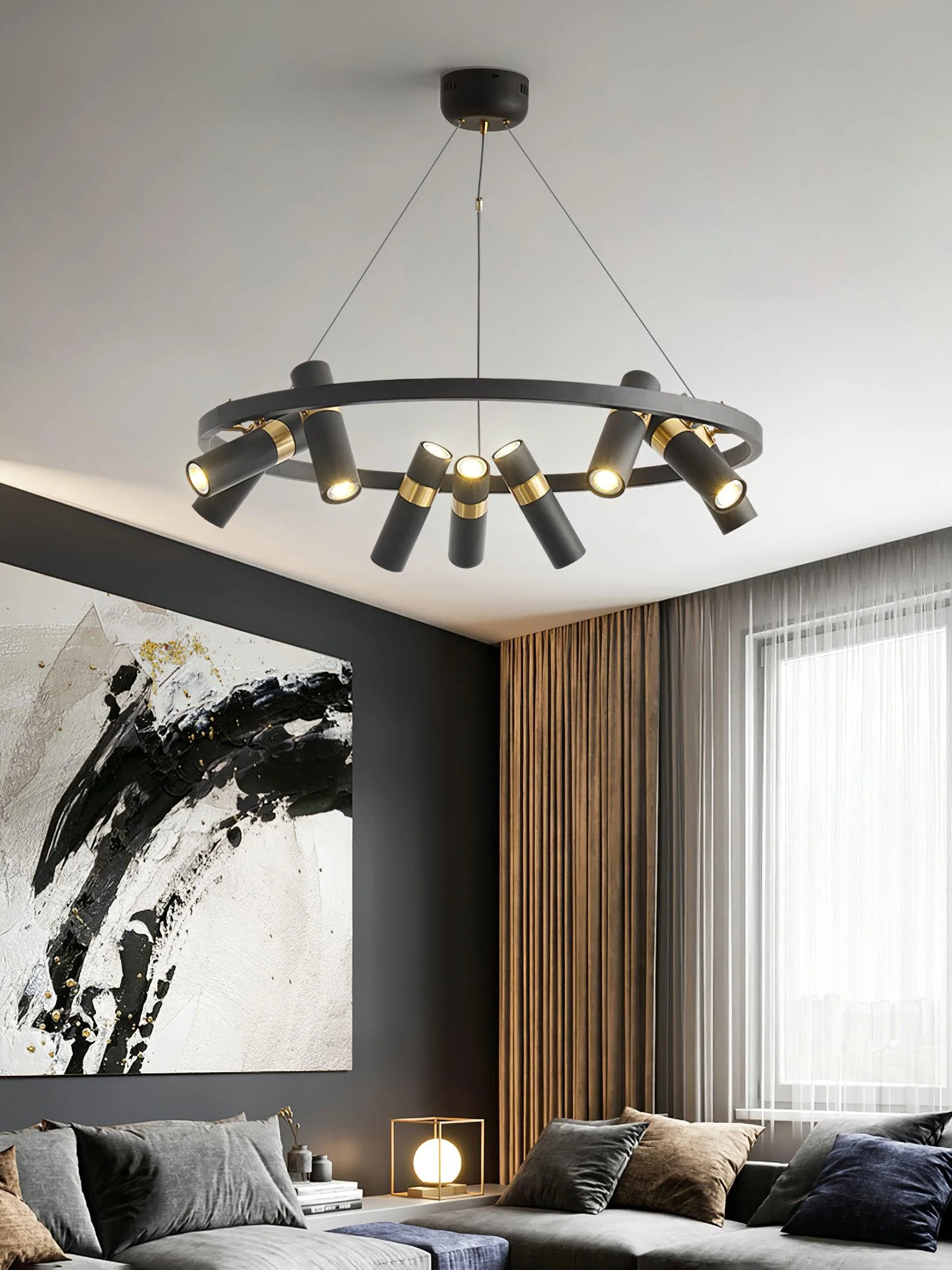 Black Mutil Pipe Chandelier - Image 16