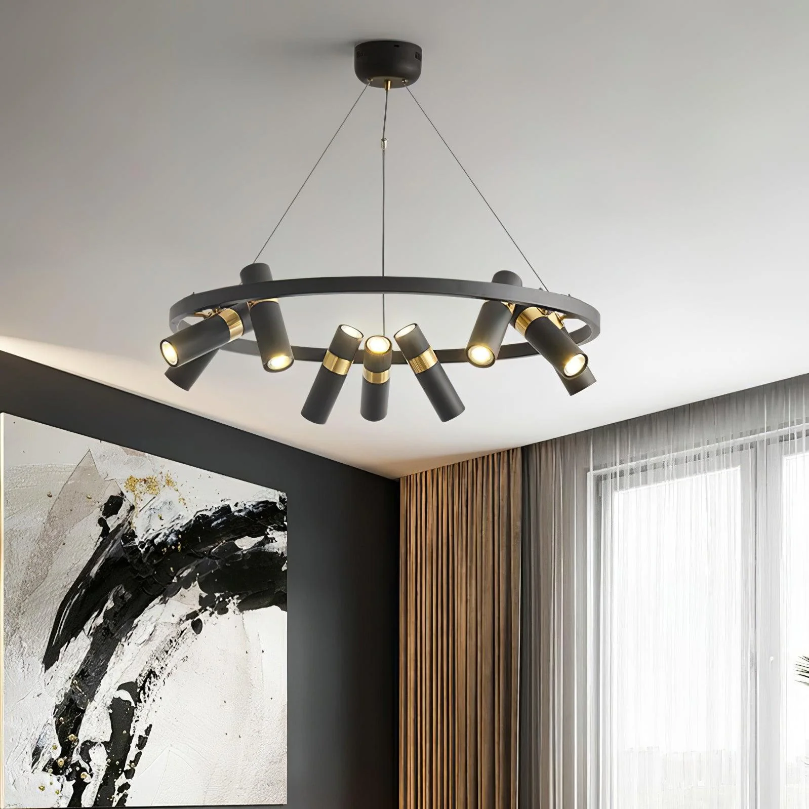 Black Mutil Pipe Chandelier - Image 2