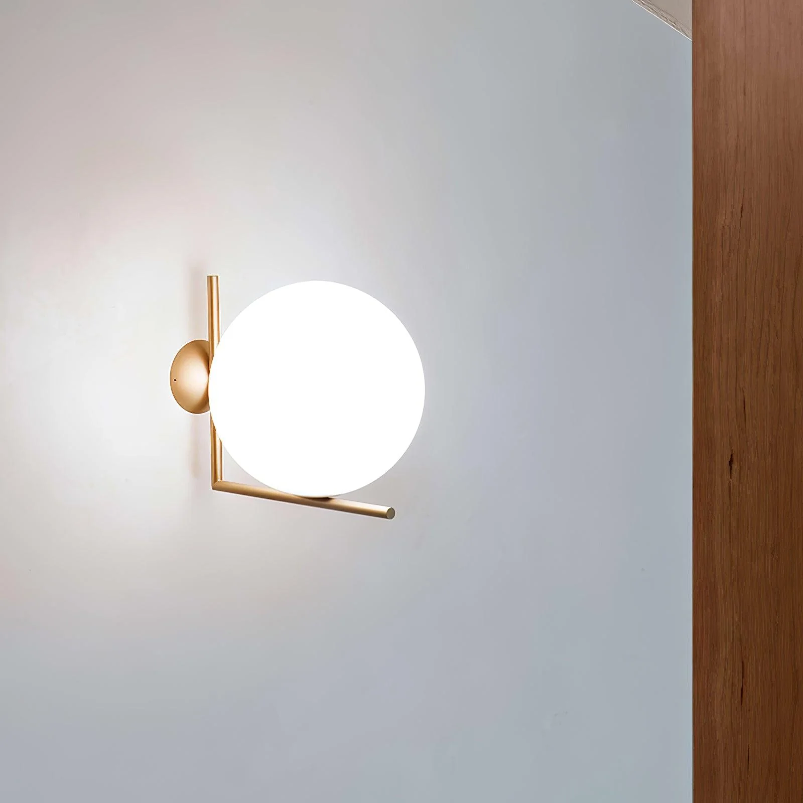 Blown Glass Opal Glass Wall Lamp - Image 3