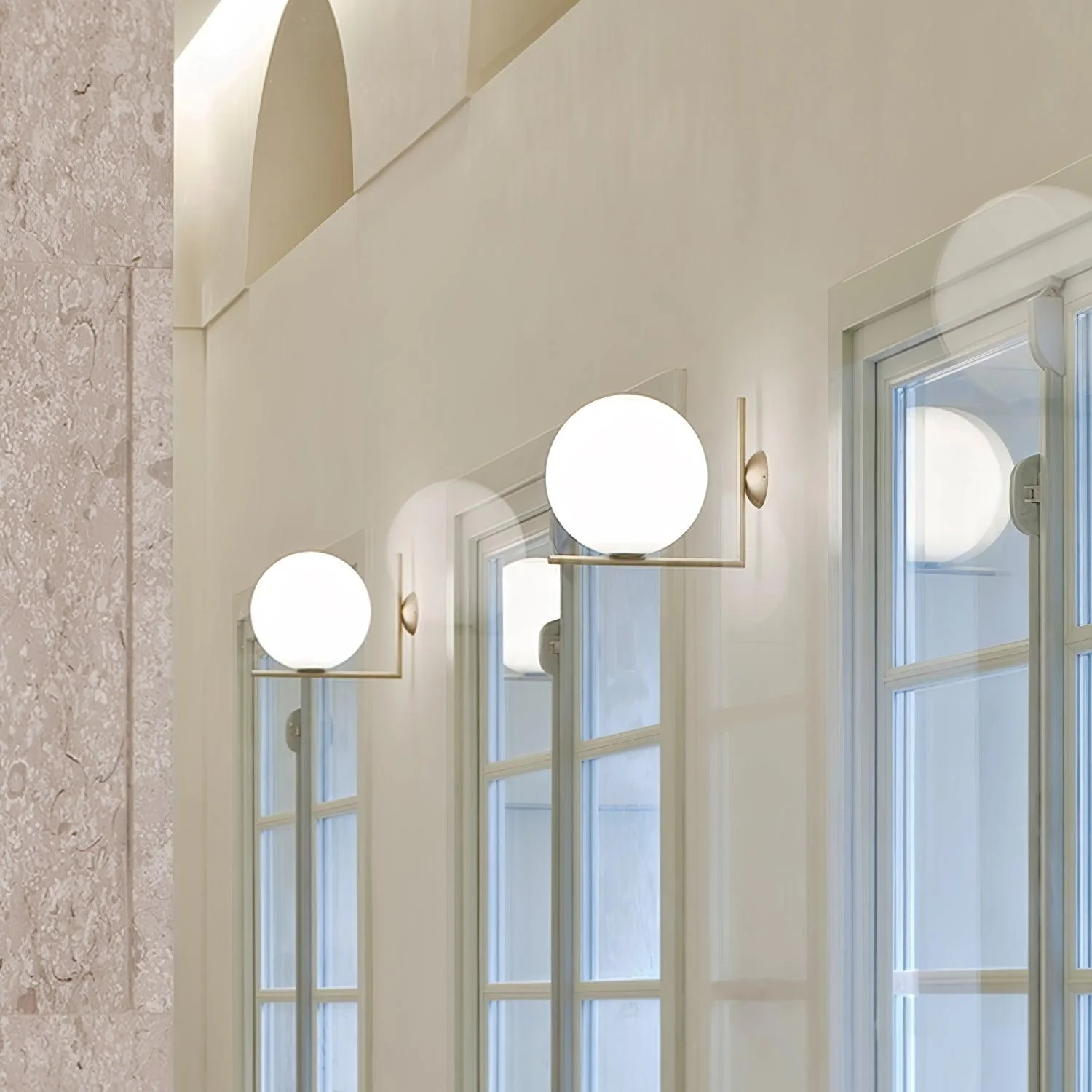 Blown Glass Opal Glass Wall Lamp - Image 42