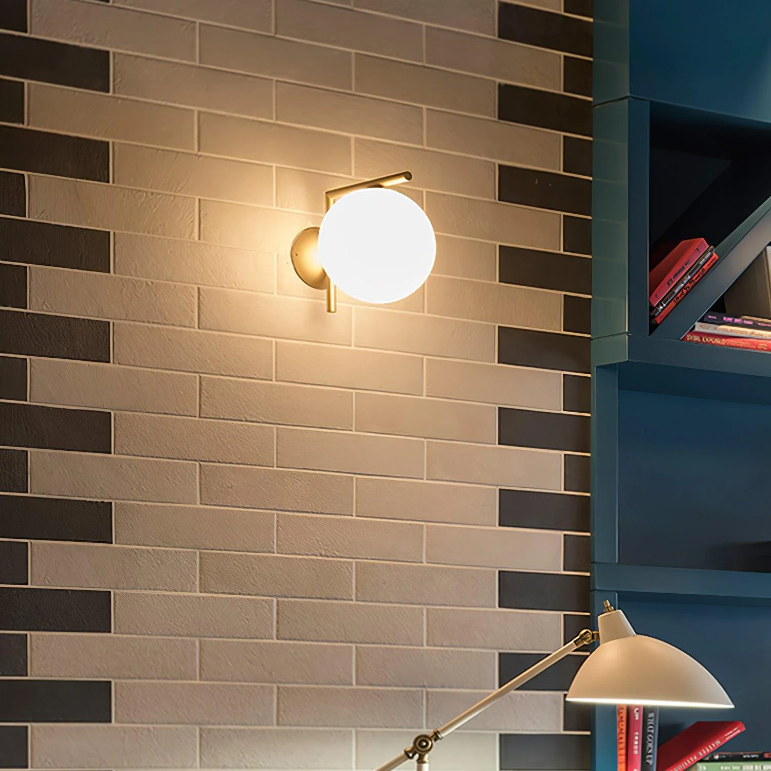 Blown Glass Opal Glass Wall Lamp - Image 6