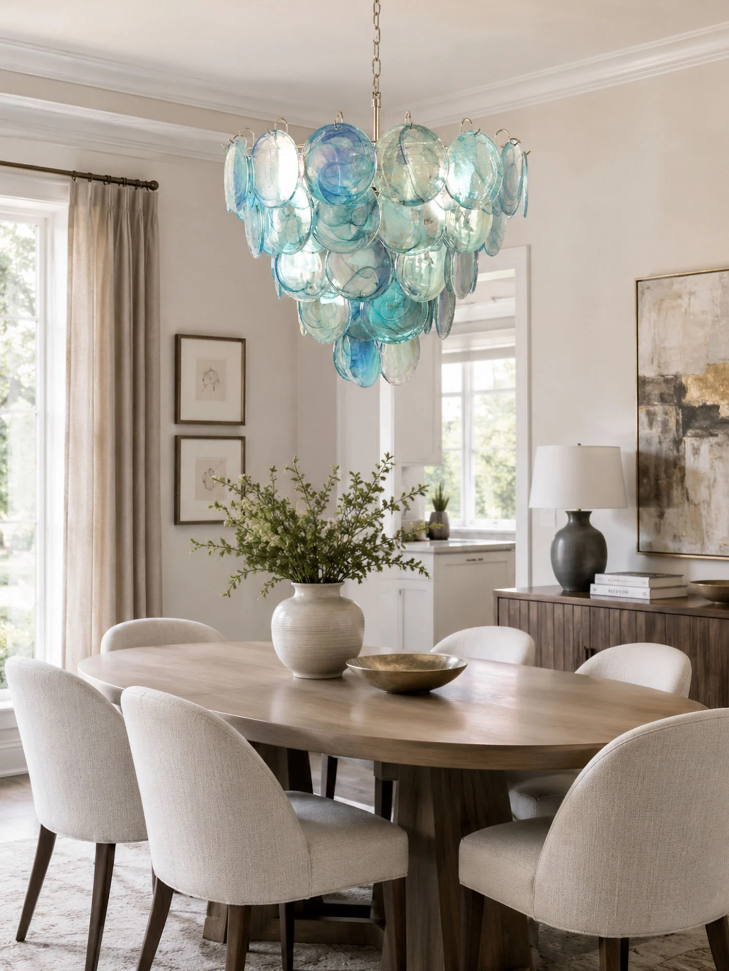 Blue Murano Disc Chandelier - Image 4