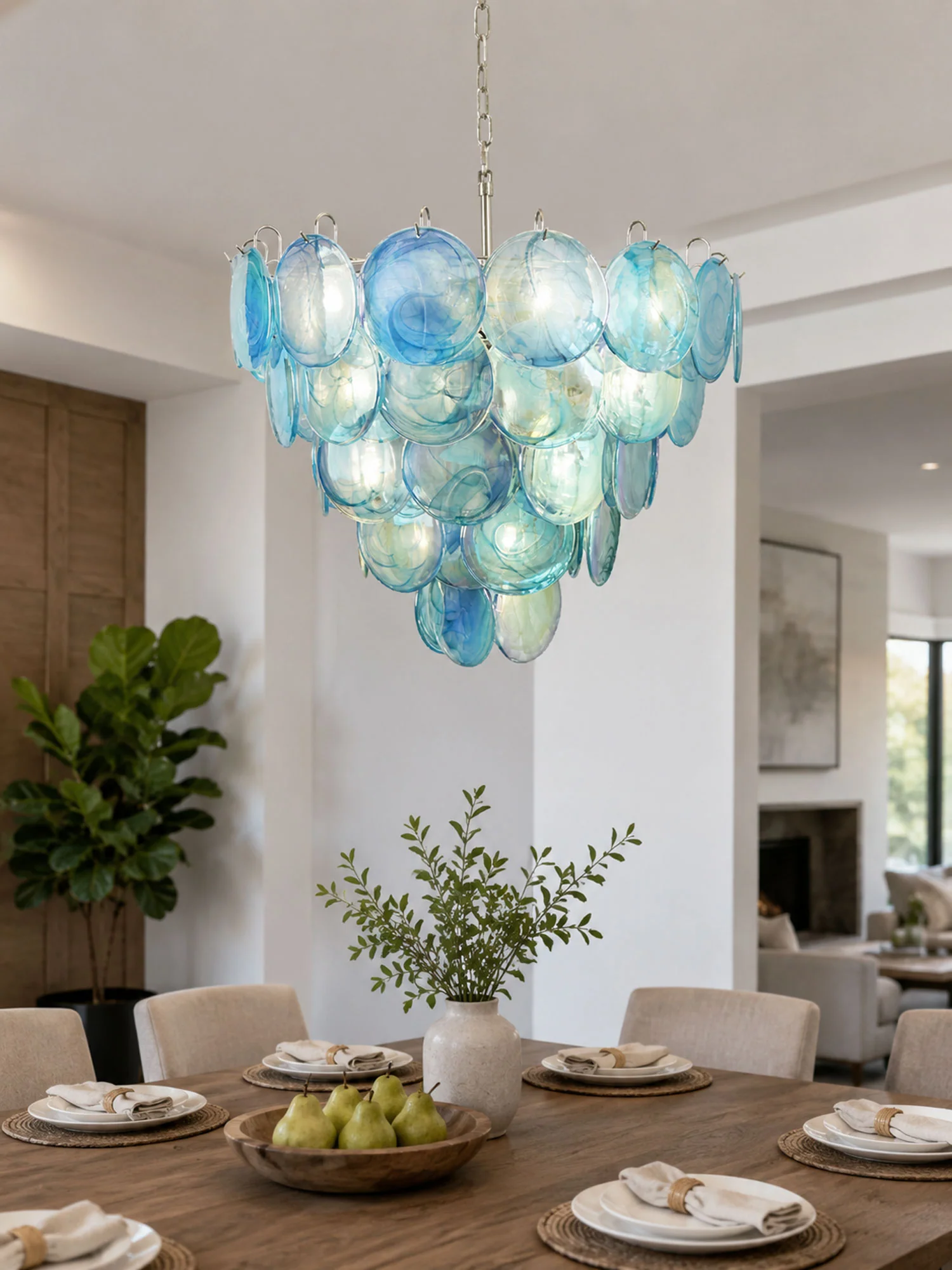 Blue Murano Disc Chandelier - Image 6