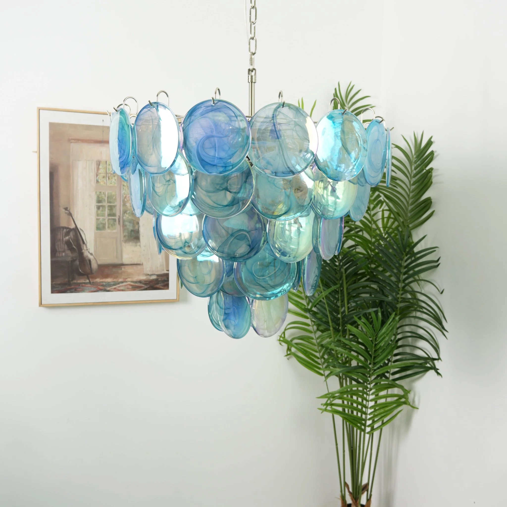 Blue Murano Disc Chandelier - Image 7