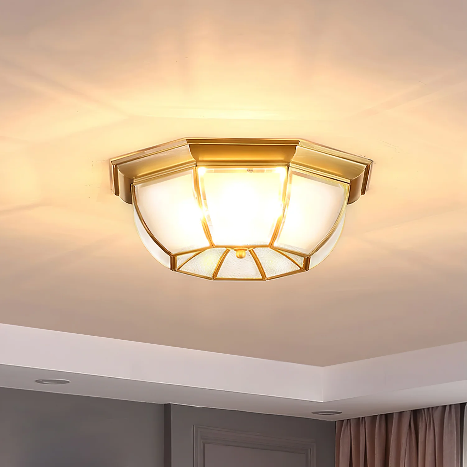 Bowl Shaped Brass Ceiling Lamp - Image 2