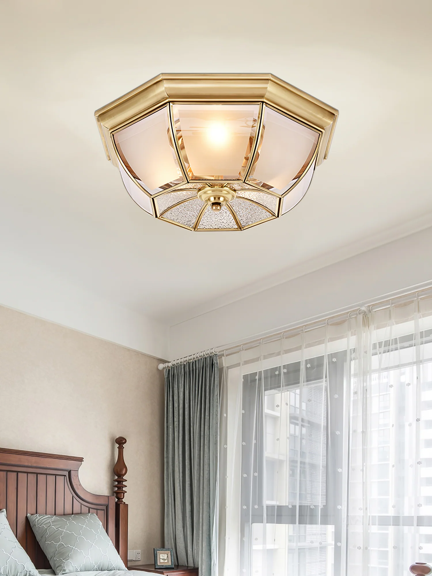Bowl Shaped Brass Ceiling Lamp - Image 6
