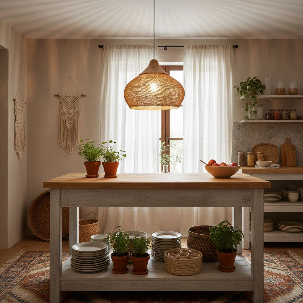 Braided Rattan Pendant Lamp - Image 11