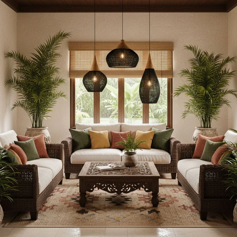 Braided Rattan Pendant Lamp - Image 3