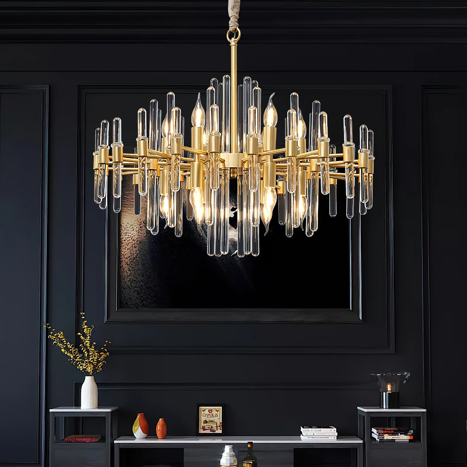 Vintage Antique Brass Chandelier - Image 59
