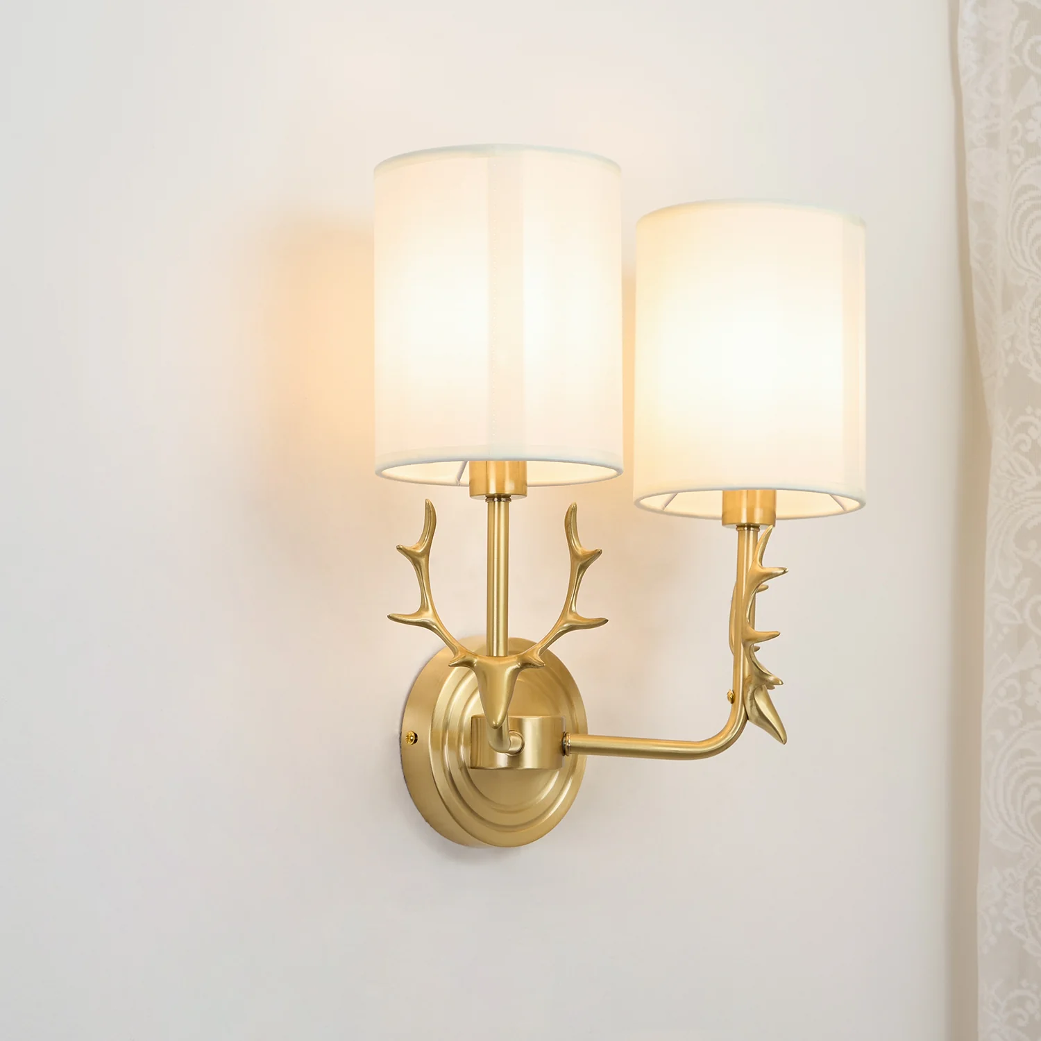 Brass Deer Head Wall Light - Image 49