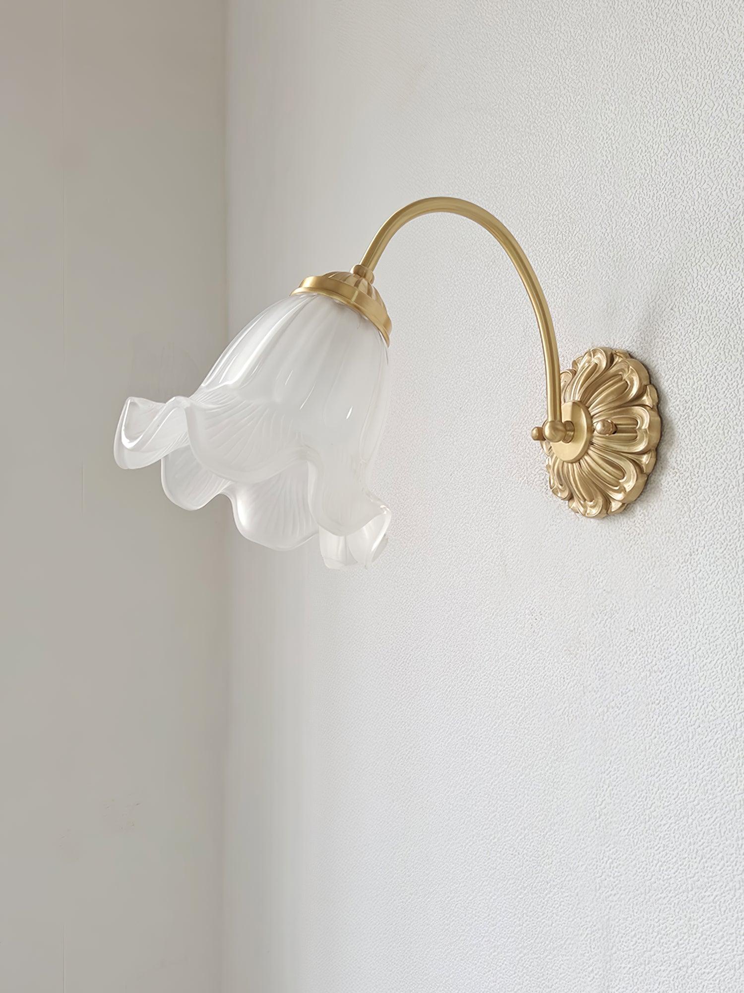 Brass Floral Glass Sconce - Image 14