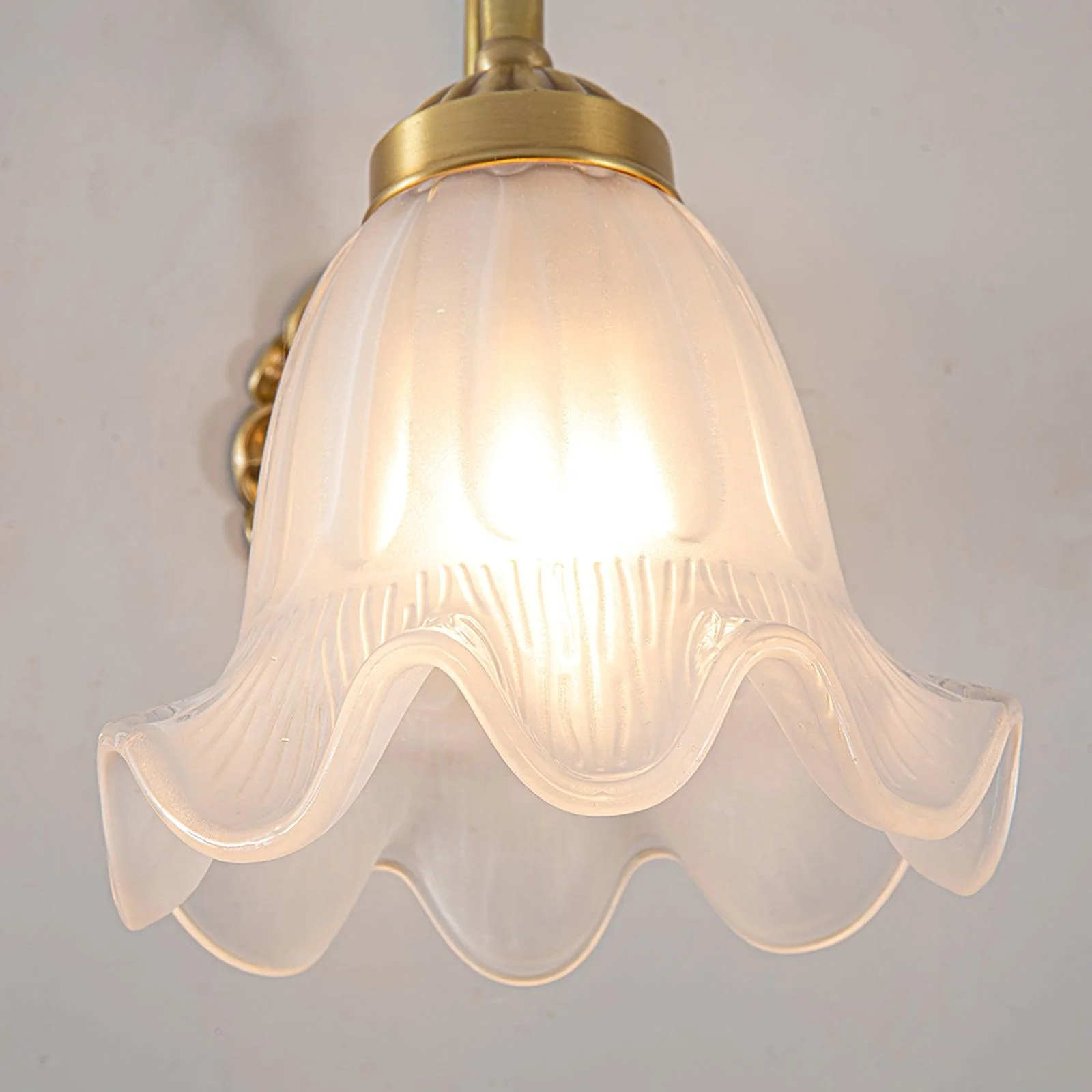 Brass Floral Glass Sconce - Image 18