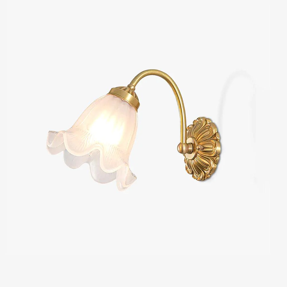 Brass Floral Glass Sconce - Image 9