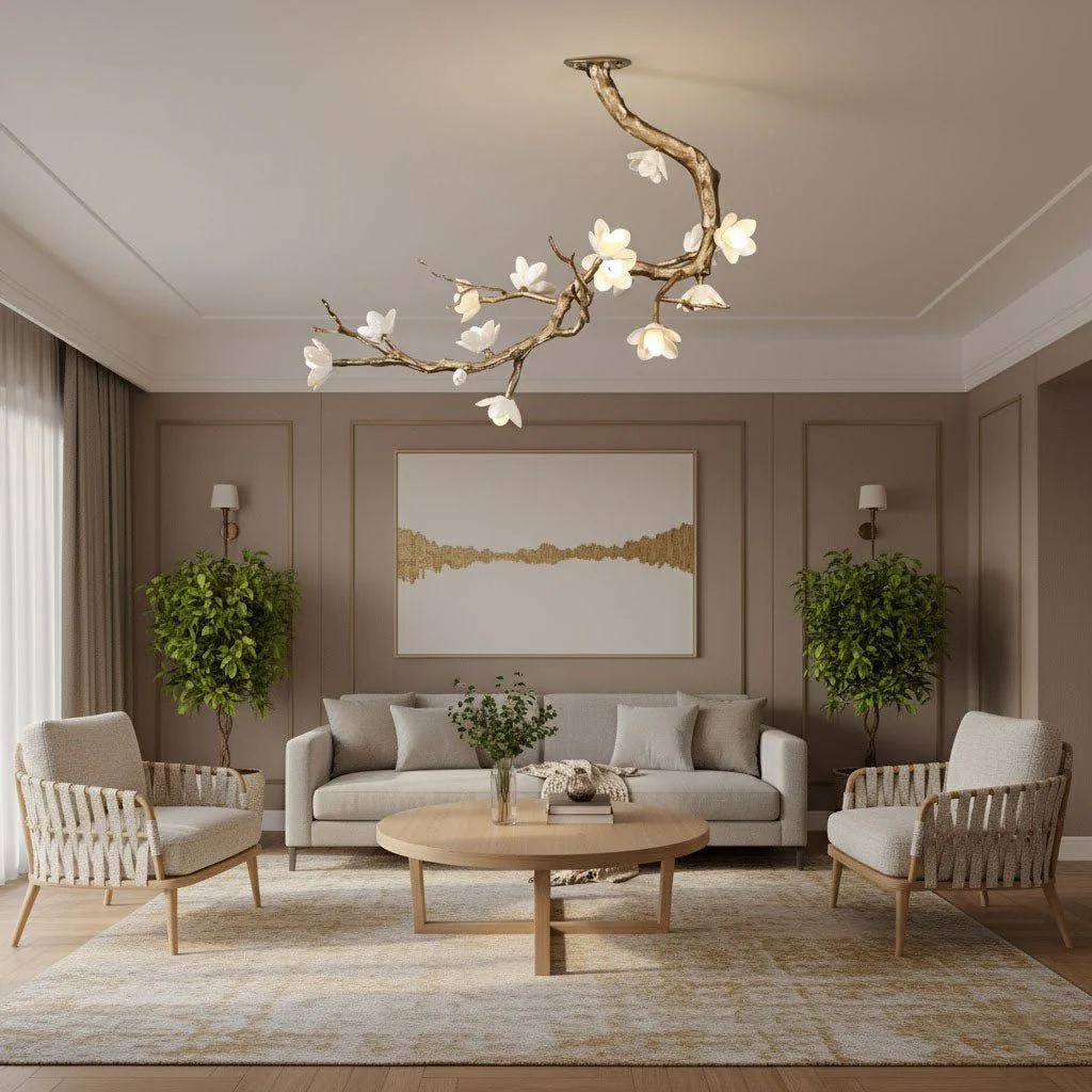 Brass Flower Branch Chandelier - Image 11
