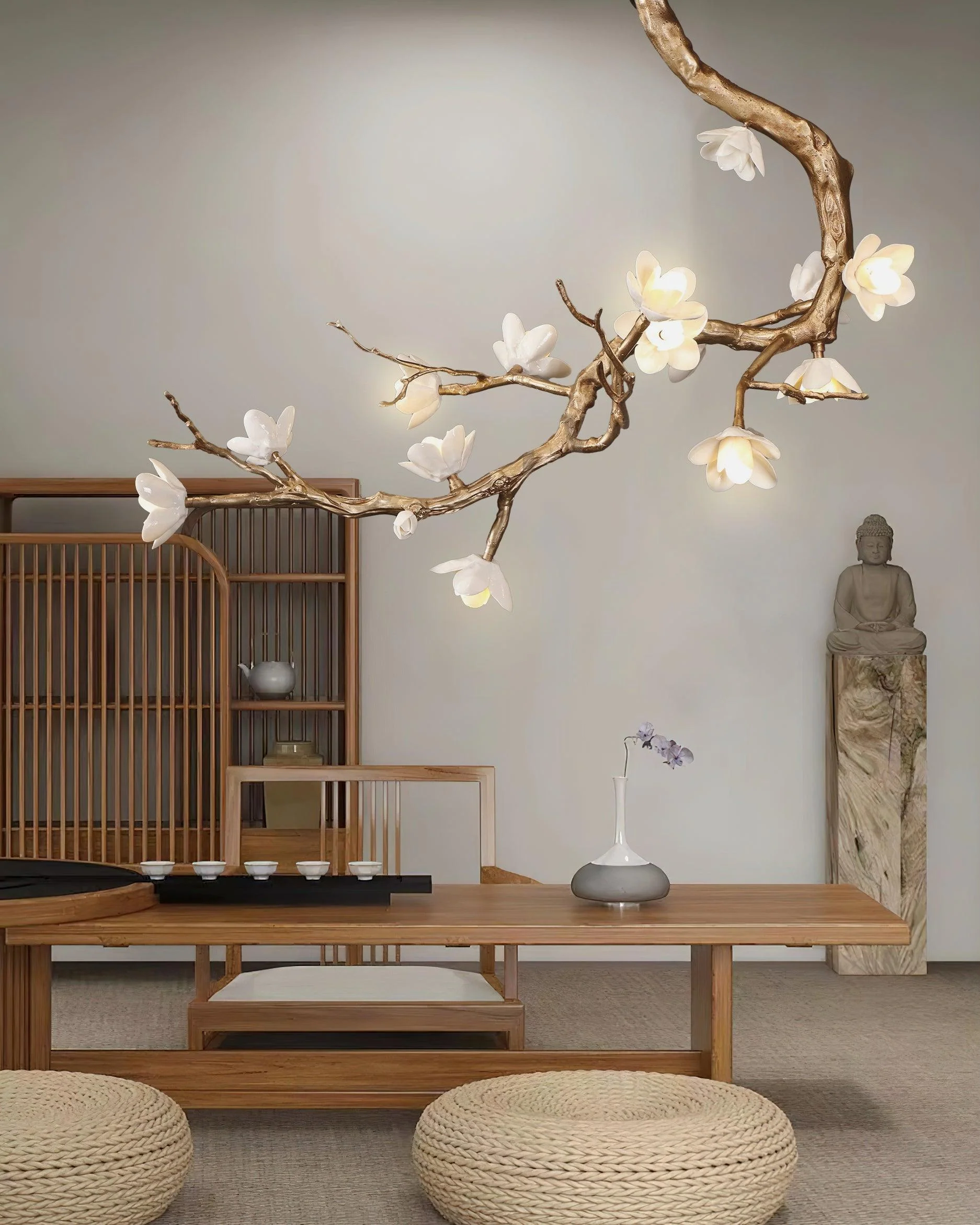 Brass Flower Branch Chandelier - Image 17
