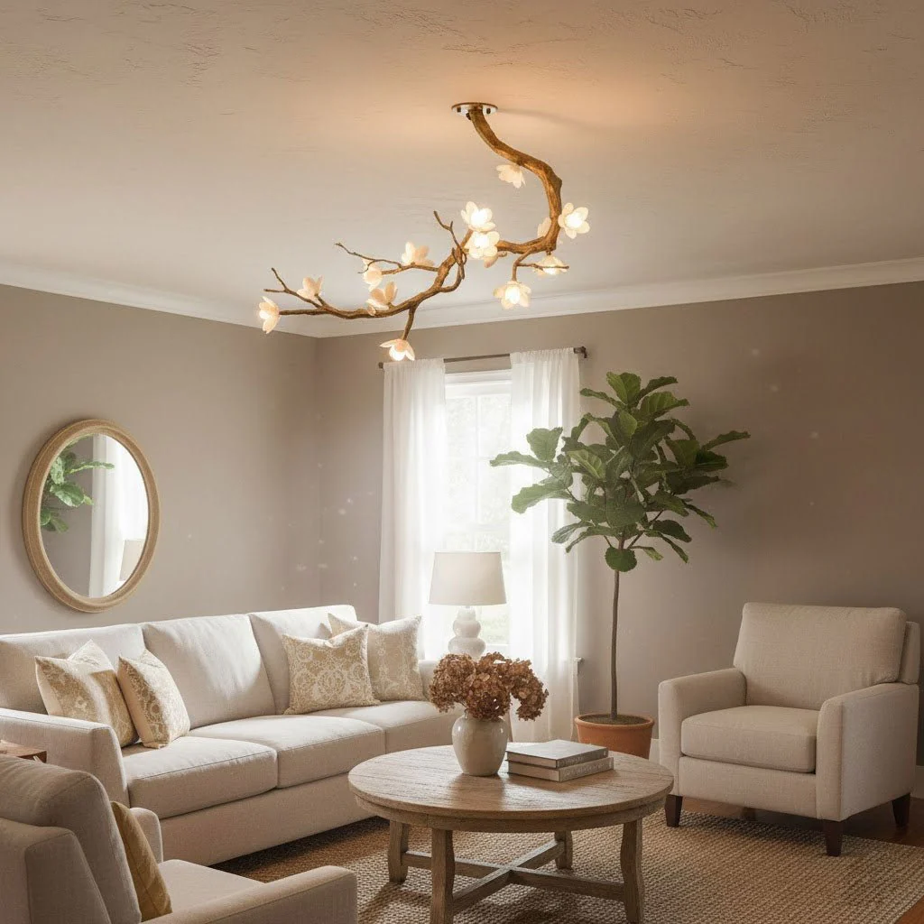 Brass Flower Branch Chandelier - Image 6