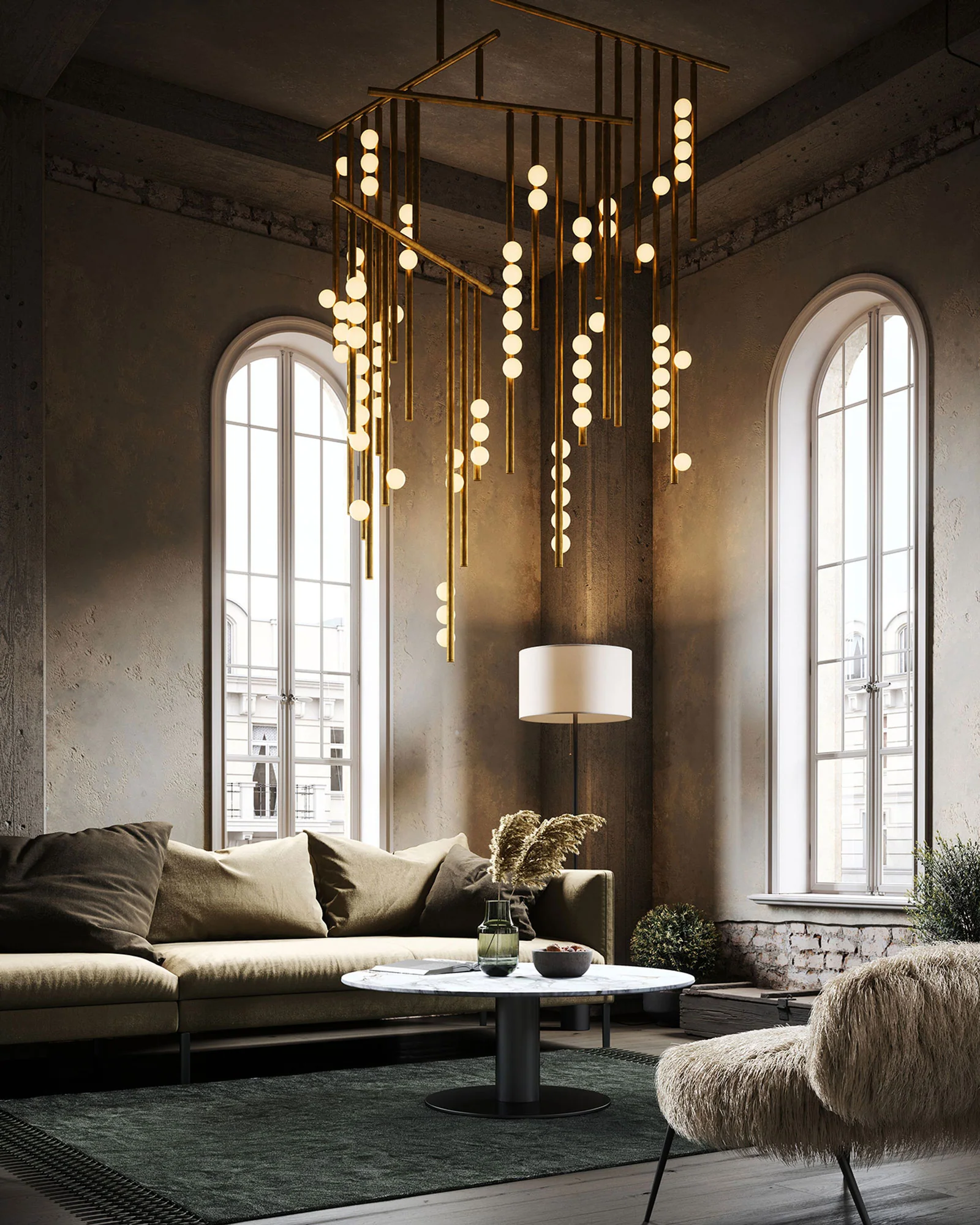 Brass Glass Drop Chandelier - Image 14