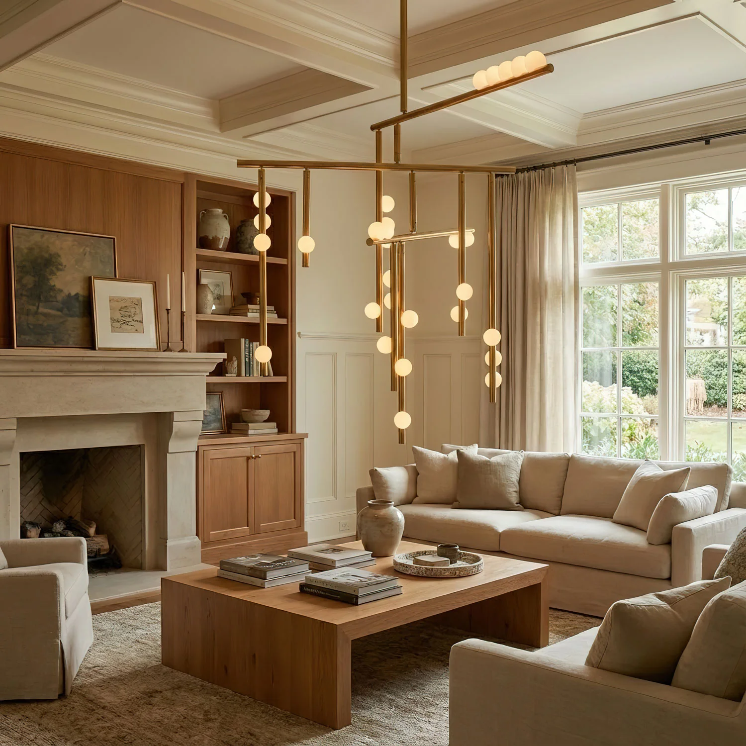 Brass Glass Drop Chandelier - Image 8