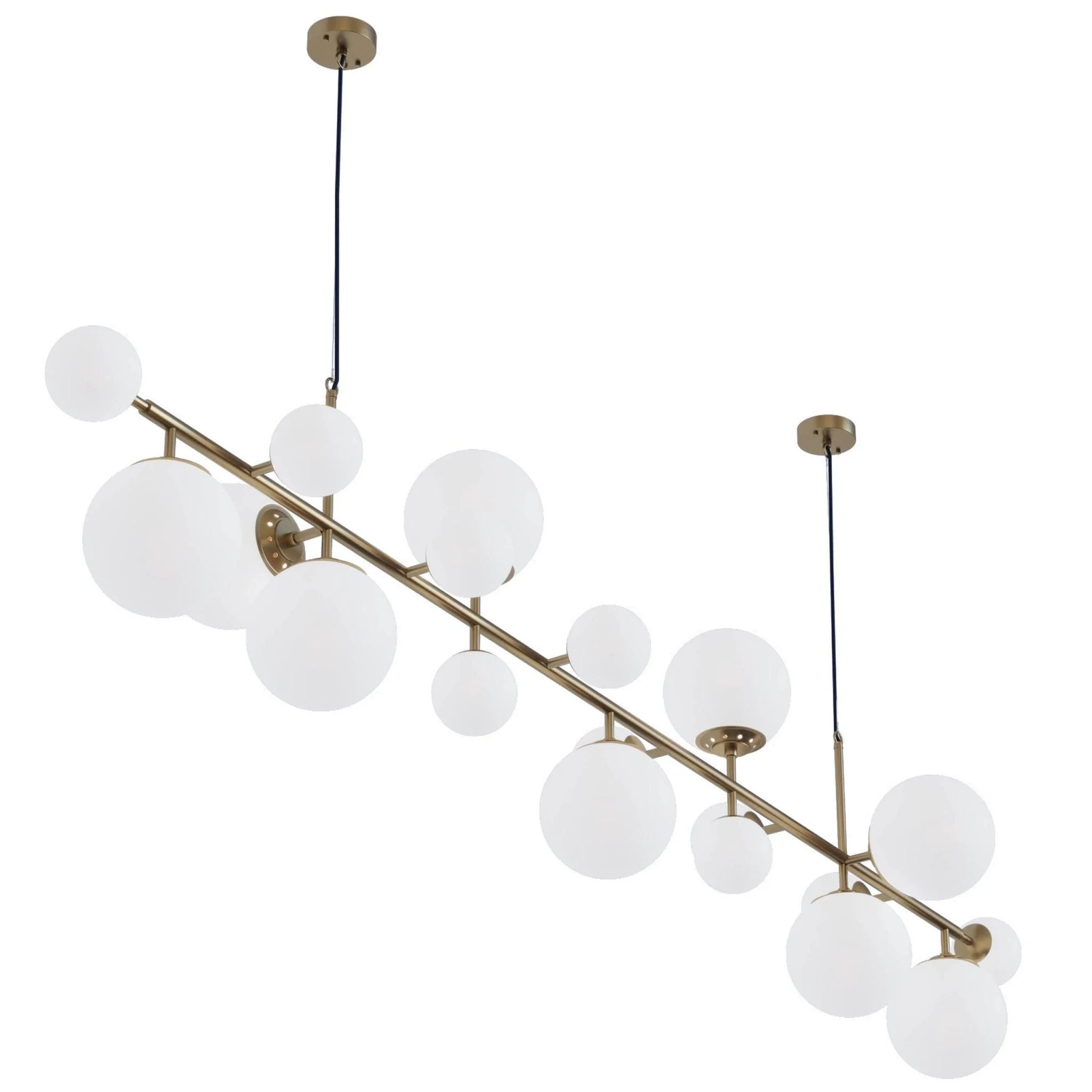 Brass Glass Globe Chandelier - Image 13