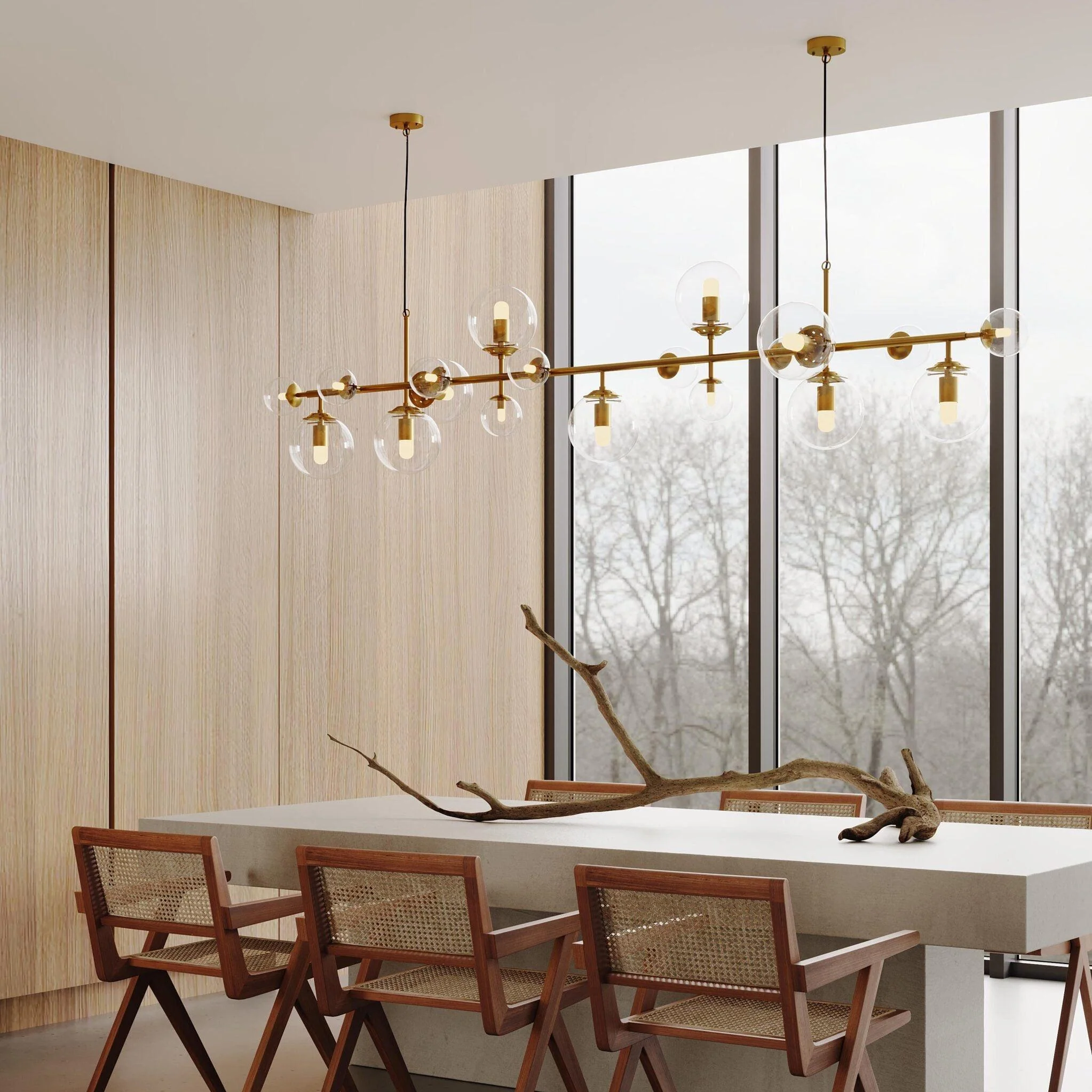 Brass Glass Globe Chandelier - Image 3