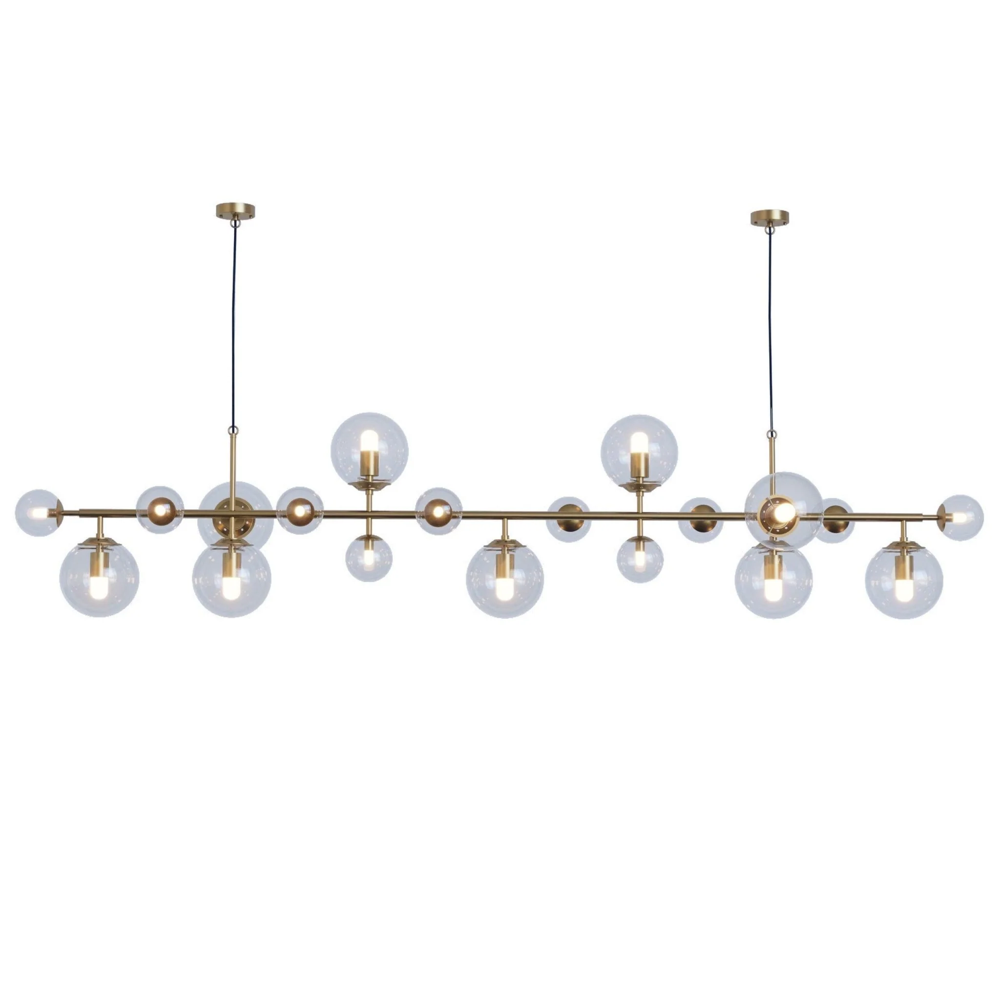 Brass Glass Globe Chandelier - Image 5