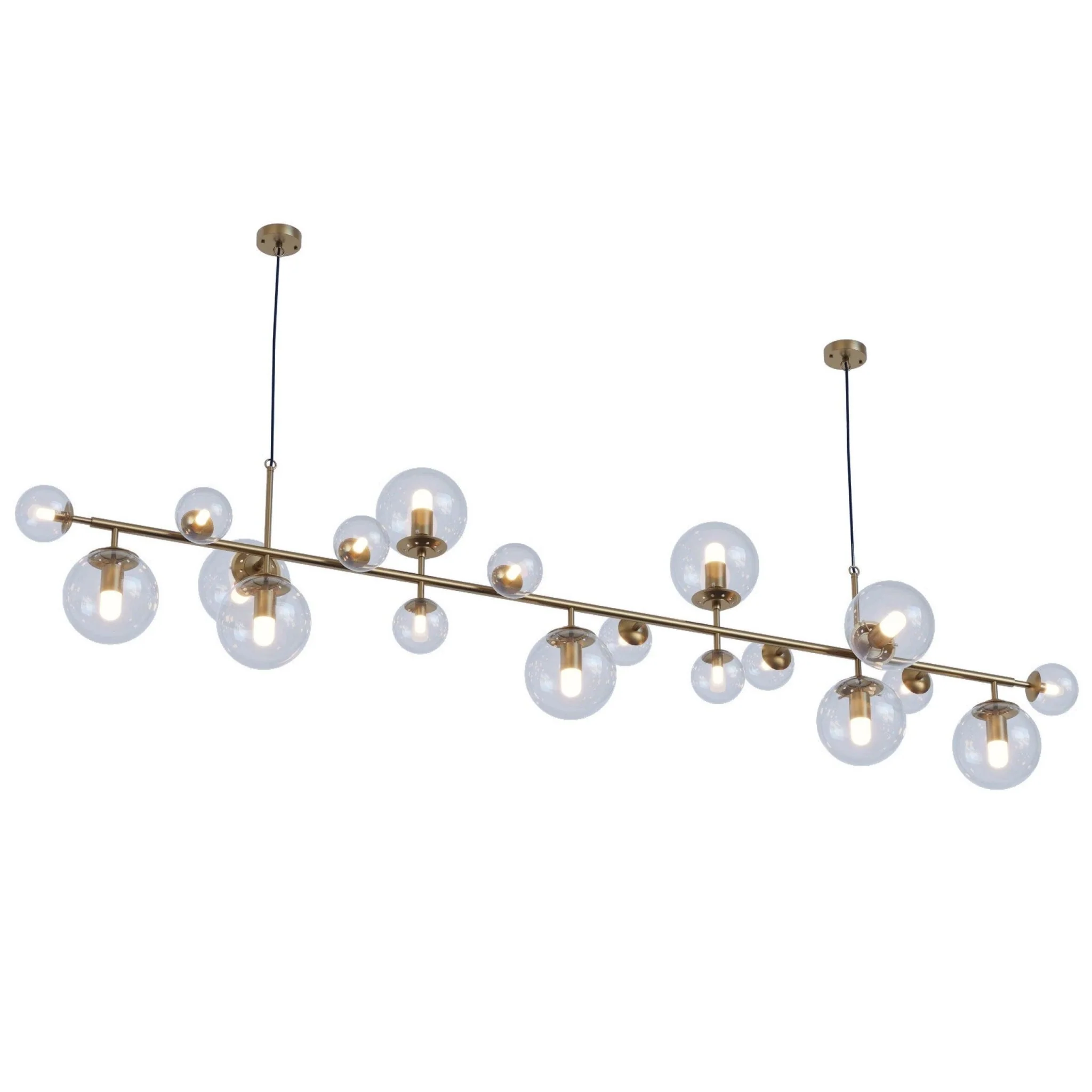 Brass Glass Globe Chandelier - Image 6