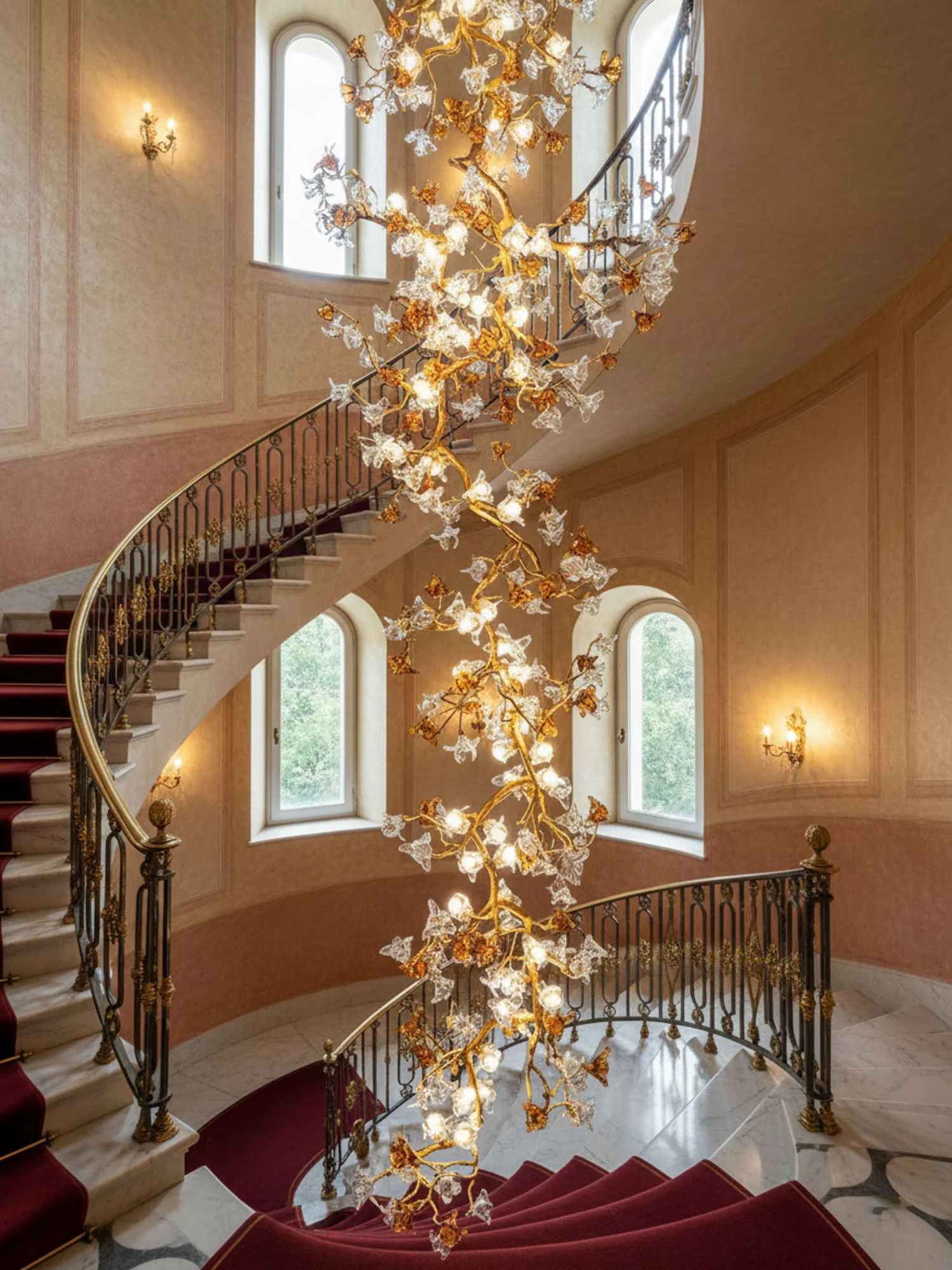 Brass Maple Branch Chandelier - Image 4