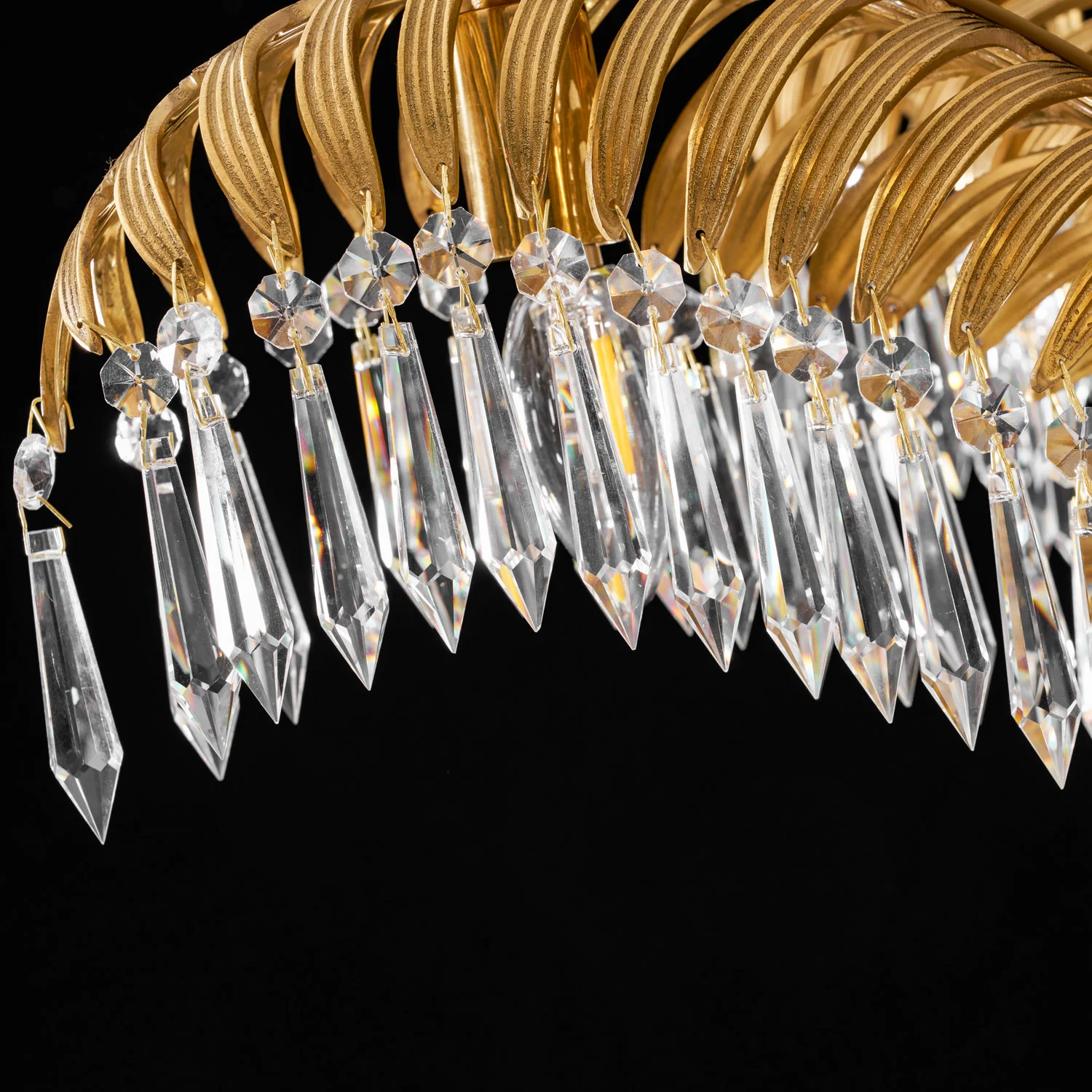 Brass Palm Leaf Crystal Chandelier - Image 101