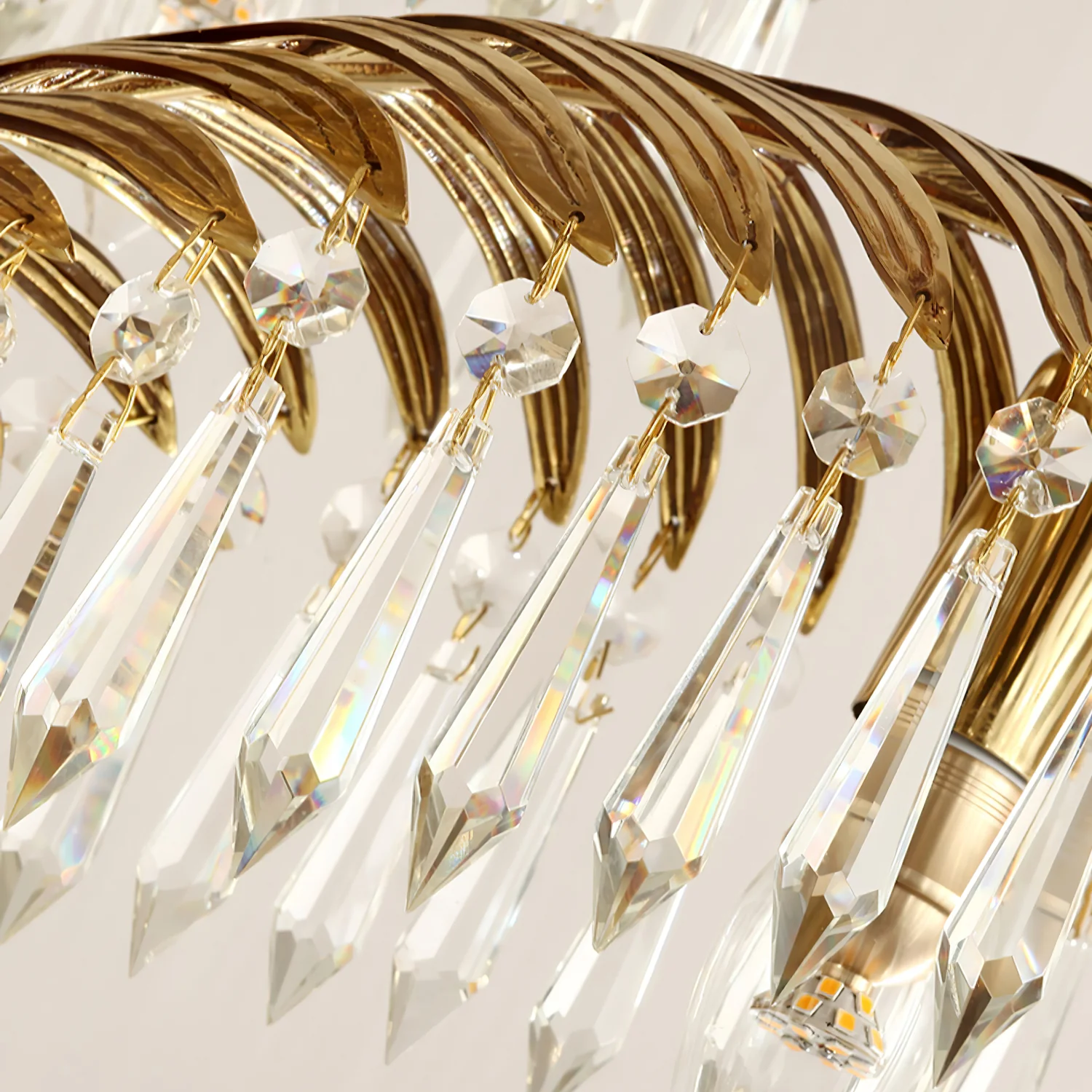 Brass Palm Leaf Crystal Chandelier - Image 43
