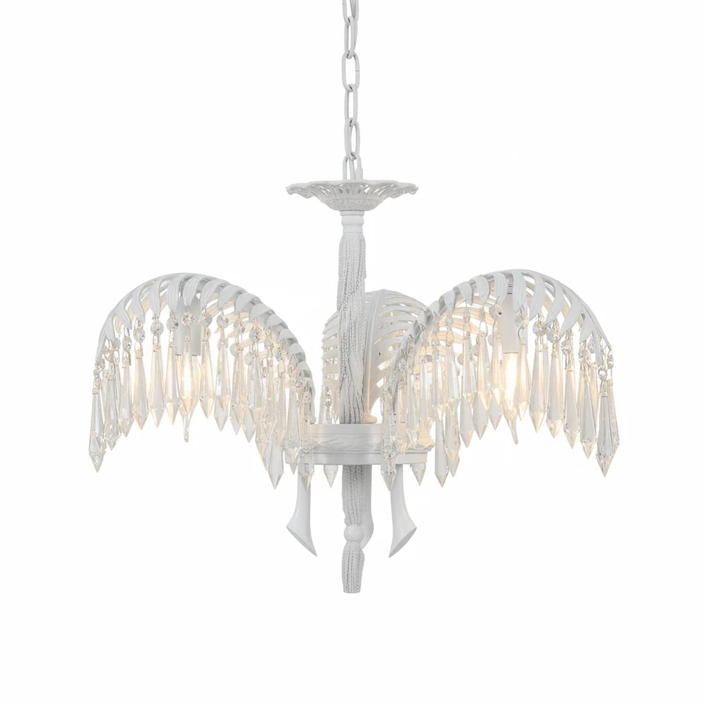 Brass Palm Leaf Crystal Chandelier - Image 71
