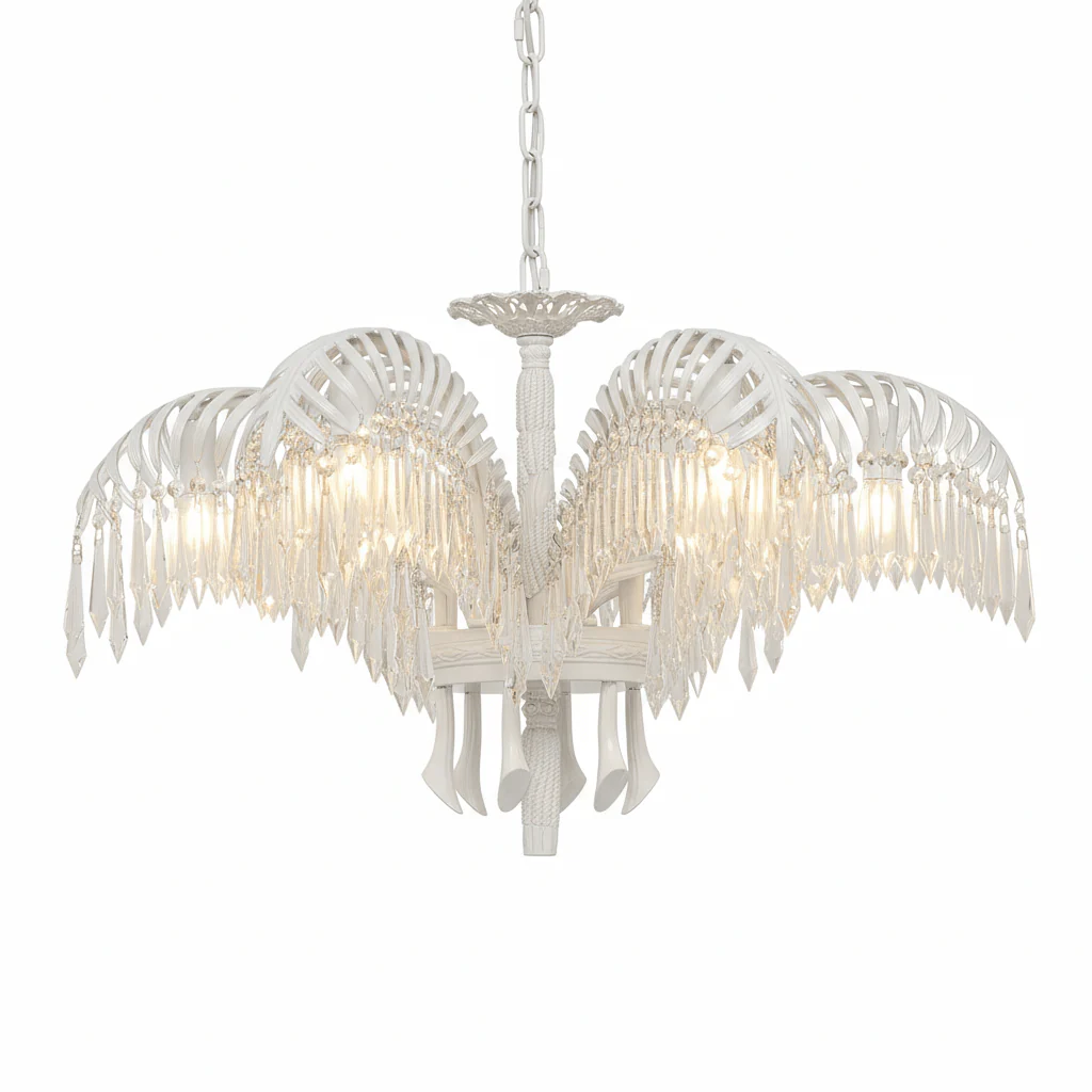 Brass Palm Leaf Crystal Chandelier - Image 72