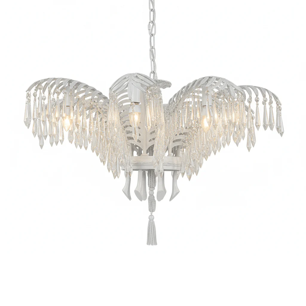 Brass Palm Leaf Crystal Chandelier - Image 73
