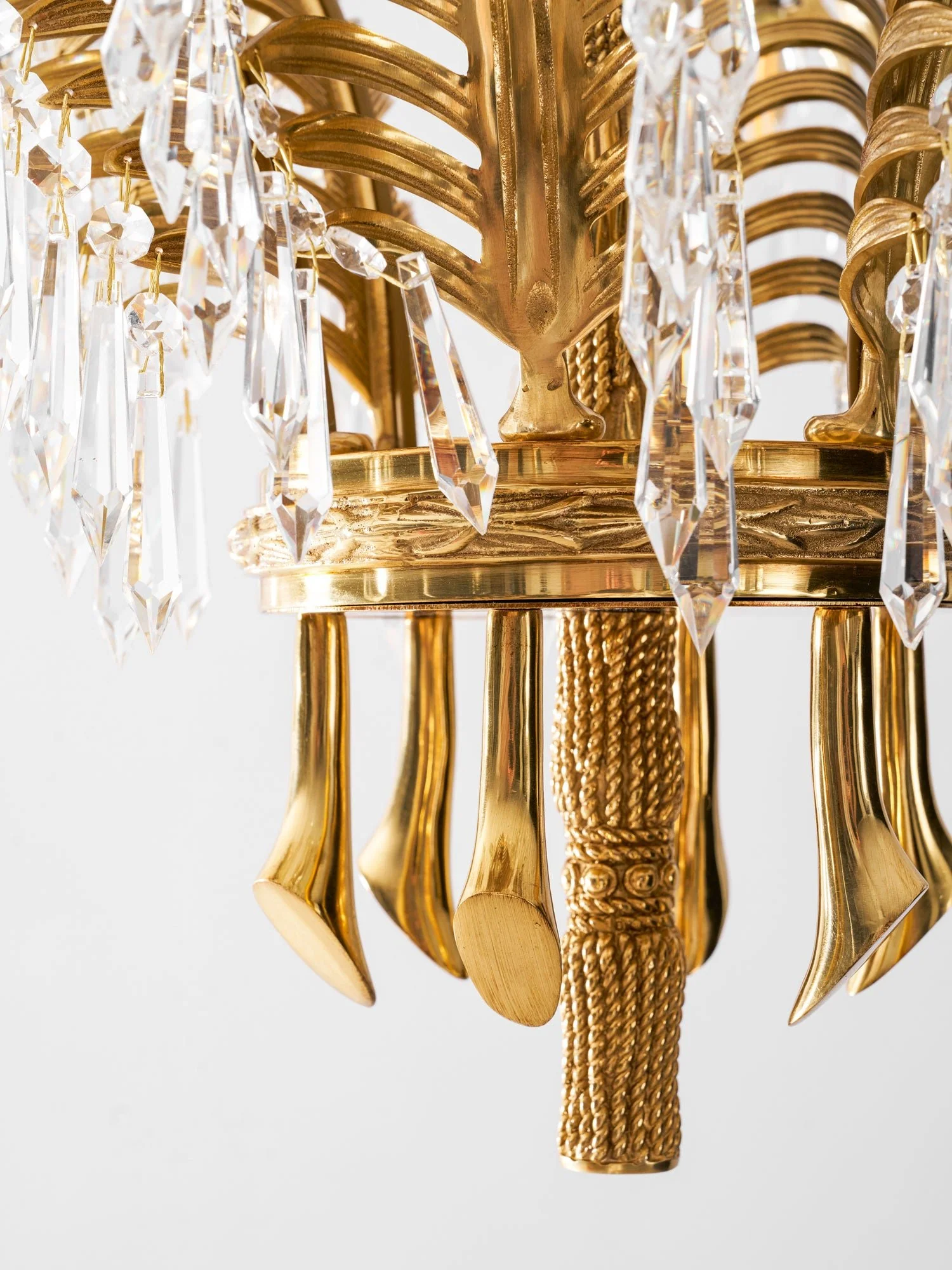Brass Palm Leaf Crystal Chandelier - Image 91