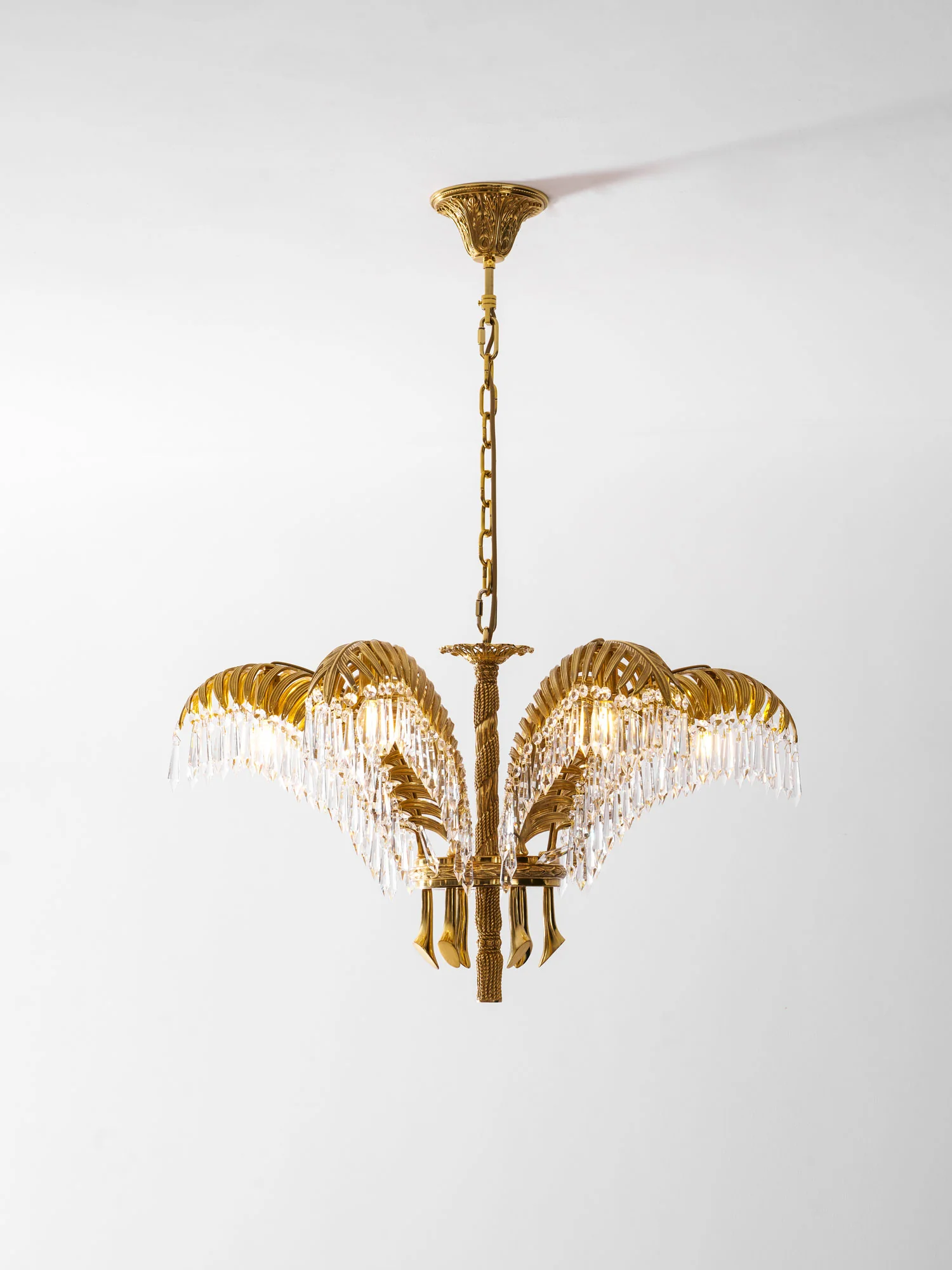 Brass Palm Leaf Crystal Chandelier - Image 96