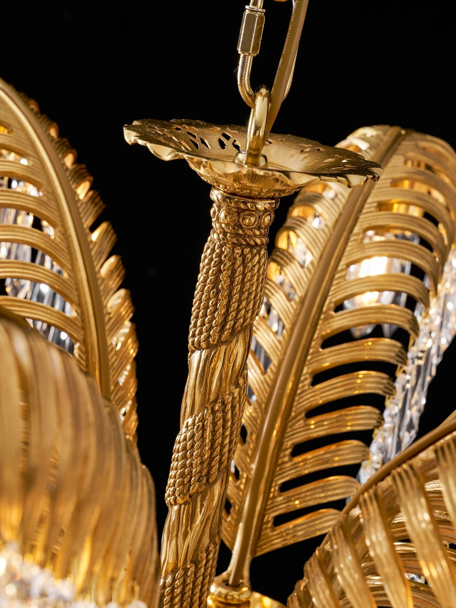 Brass Palm Leaf Crystal Chandelier - Image 97
