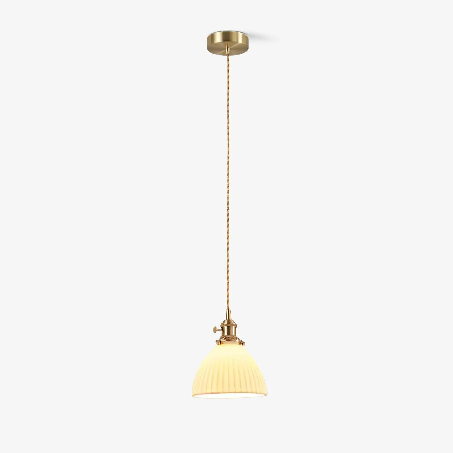 Brass Pleated Ceramic Pendant Lamp - Image 24