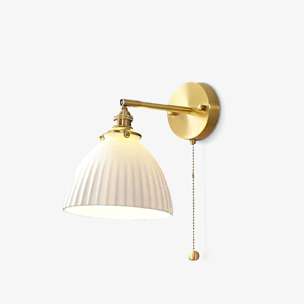 Brass Pleated Ceramic Wall Lamp - Image 10