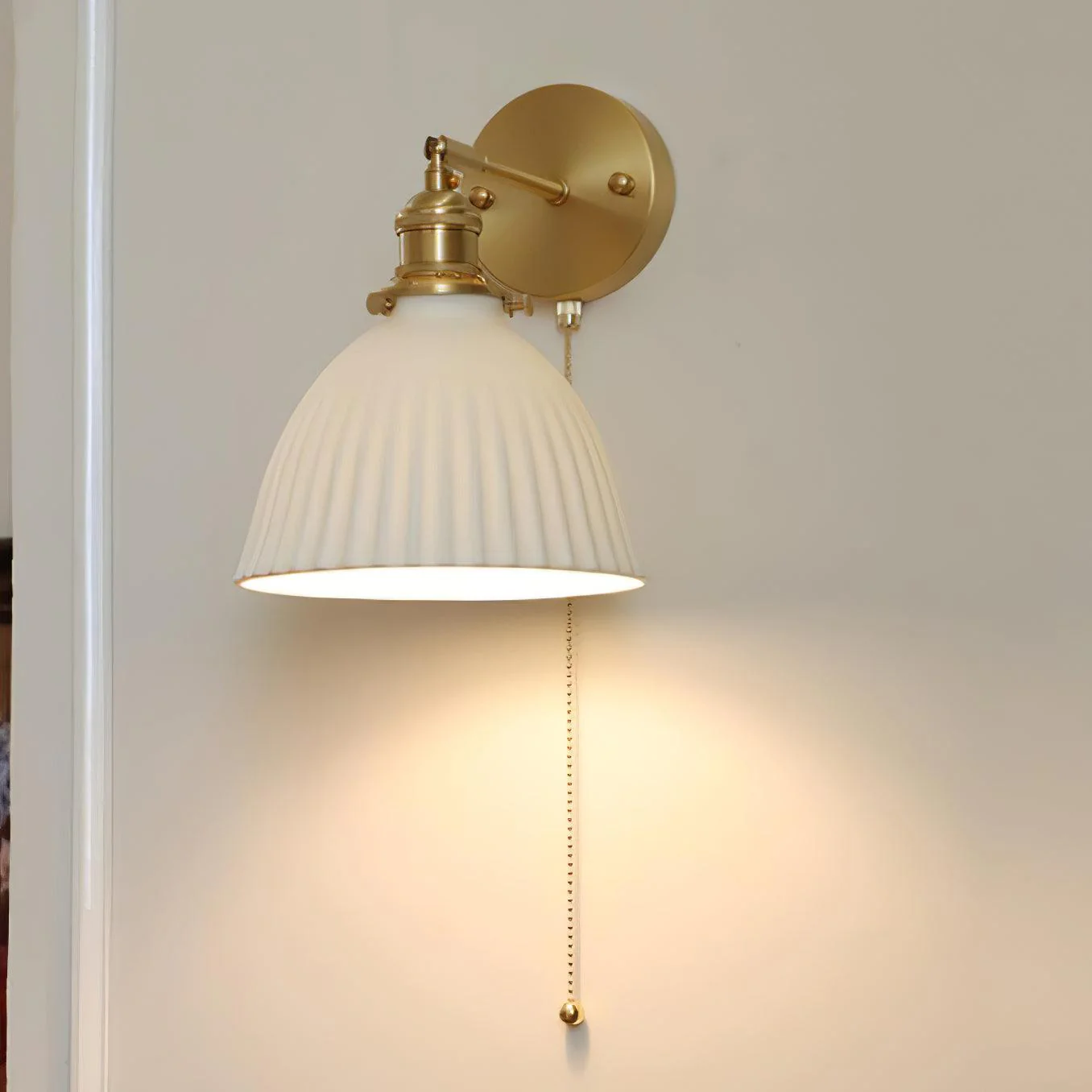 Brass Pleated Ceramic Wall Lamp - Image 16