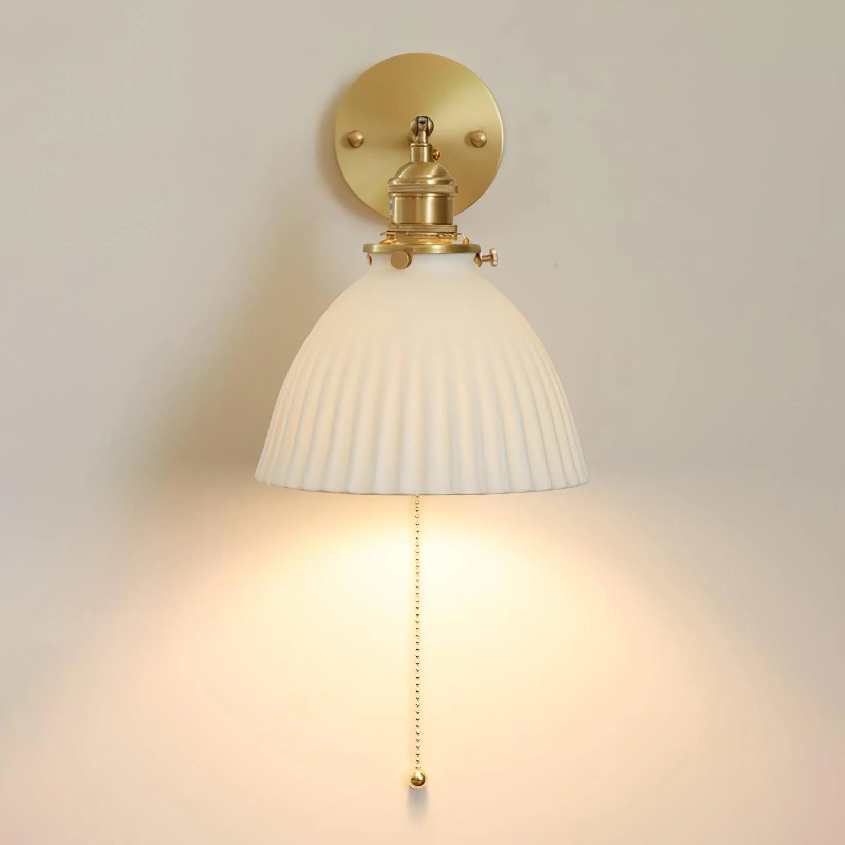 Brass Pleated Ceramic Wall Lamp - Image 17