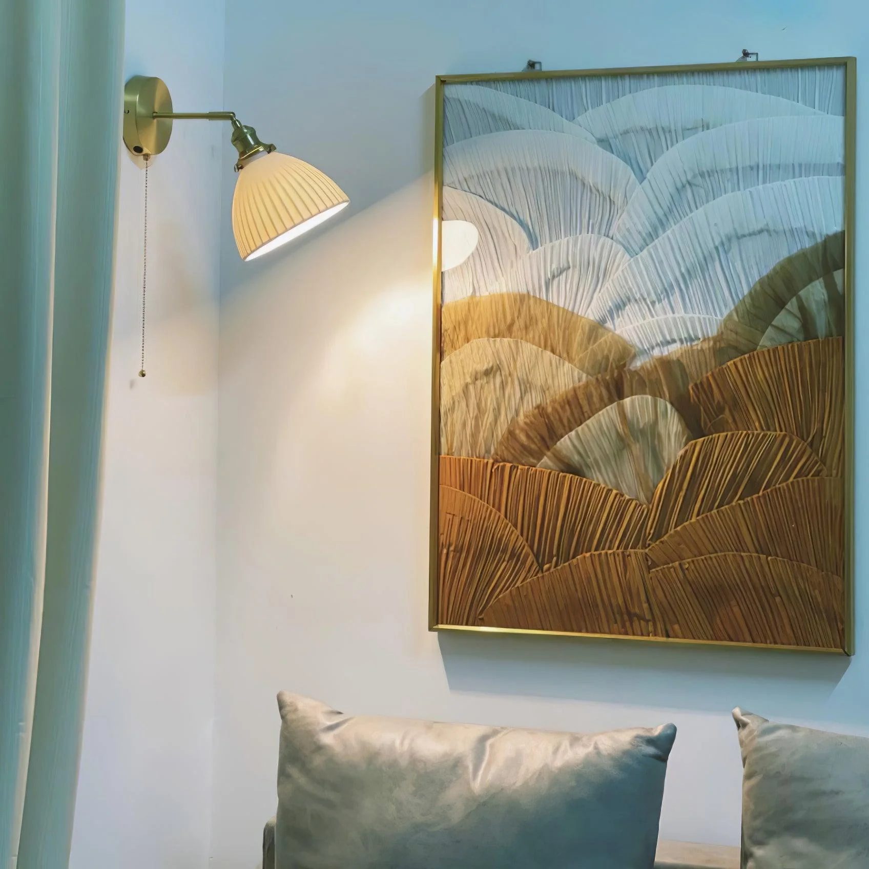 Brass Pleated Ceramic Wall Lamp - Image 20