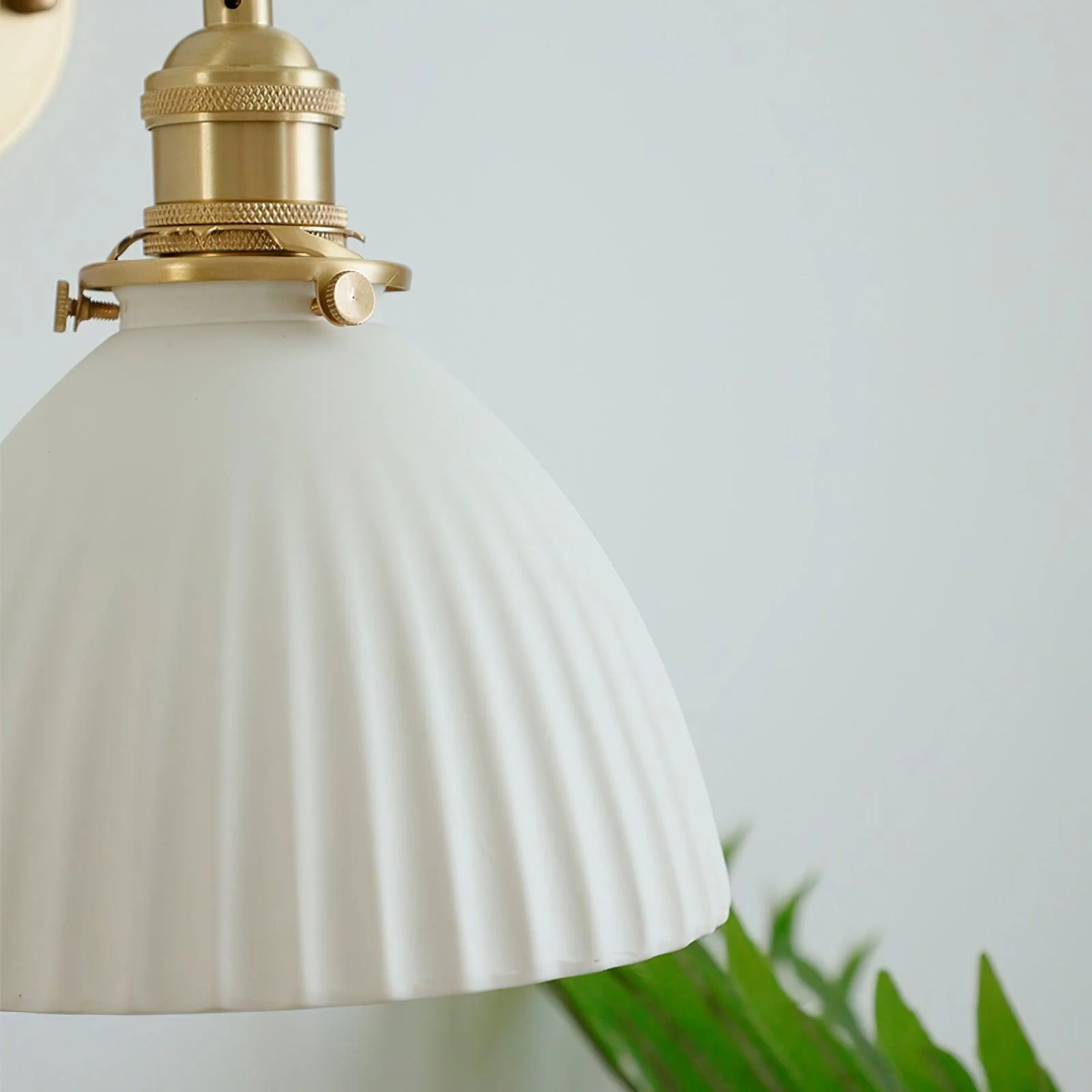 Brass Pleated Ceramic Wall Lamp - Image 23