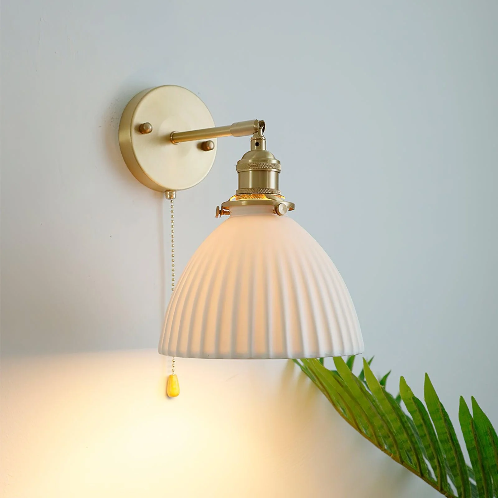 Brass Pleated Ceramic Wall Lamp - Image 24