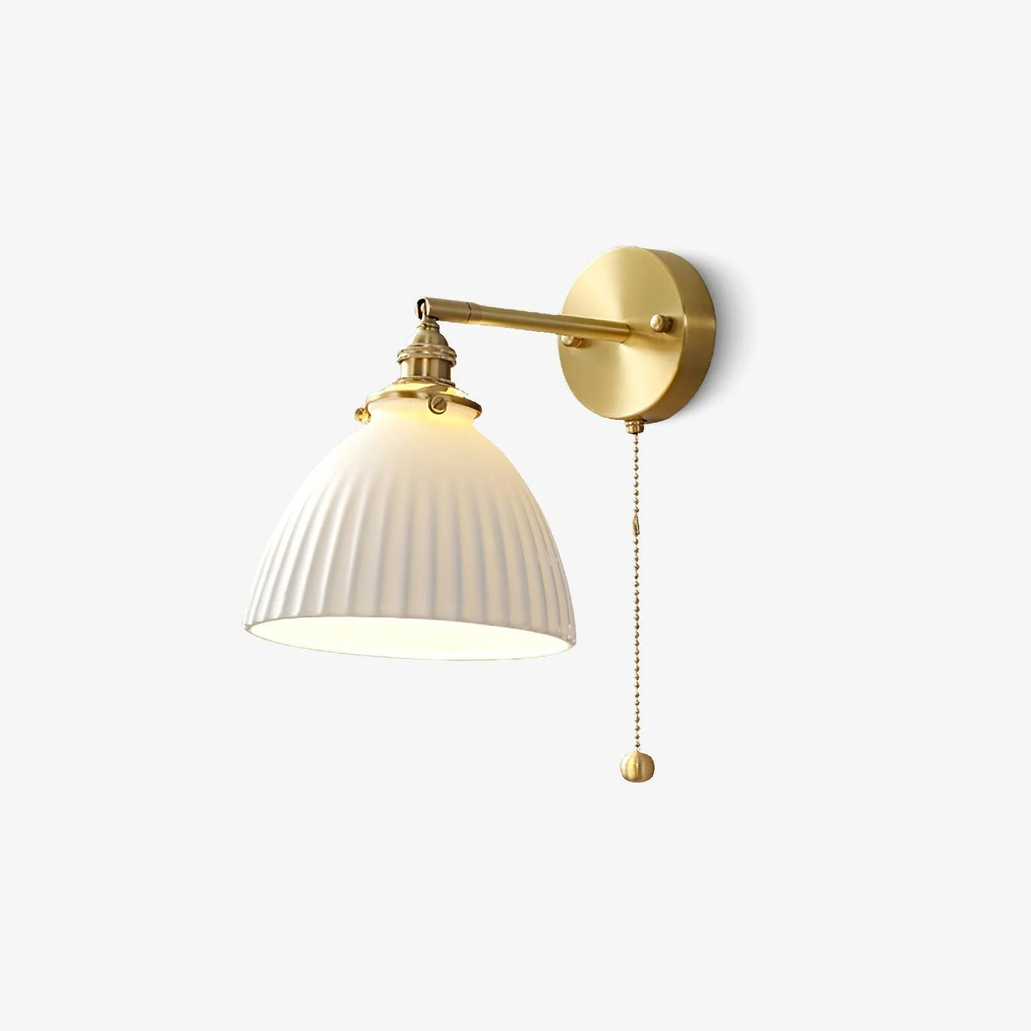 Brass Pleated Ceramic Wall Lamp - Image 25