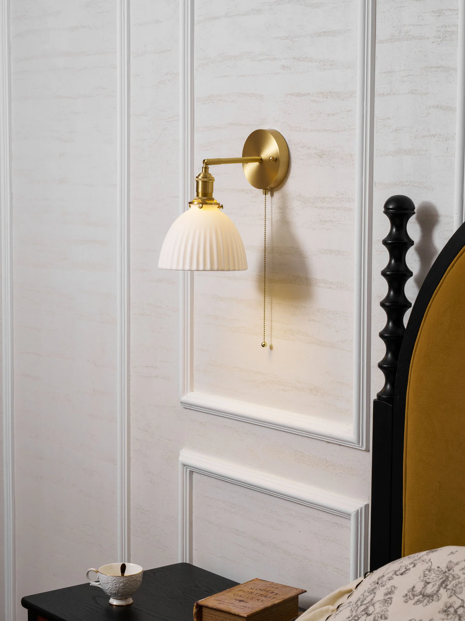 Brass Pleated Ceramic Wall Lamp - Image 29