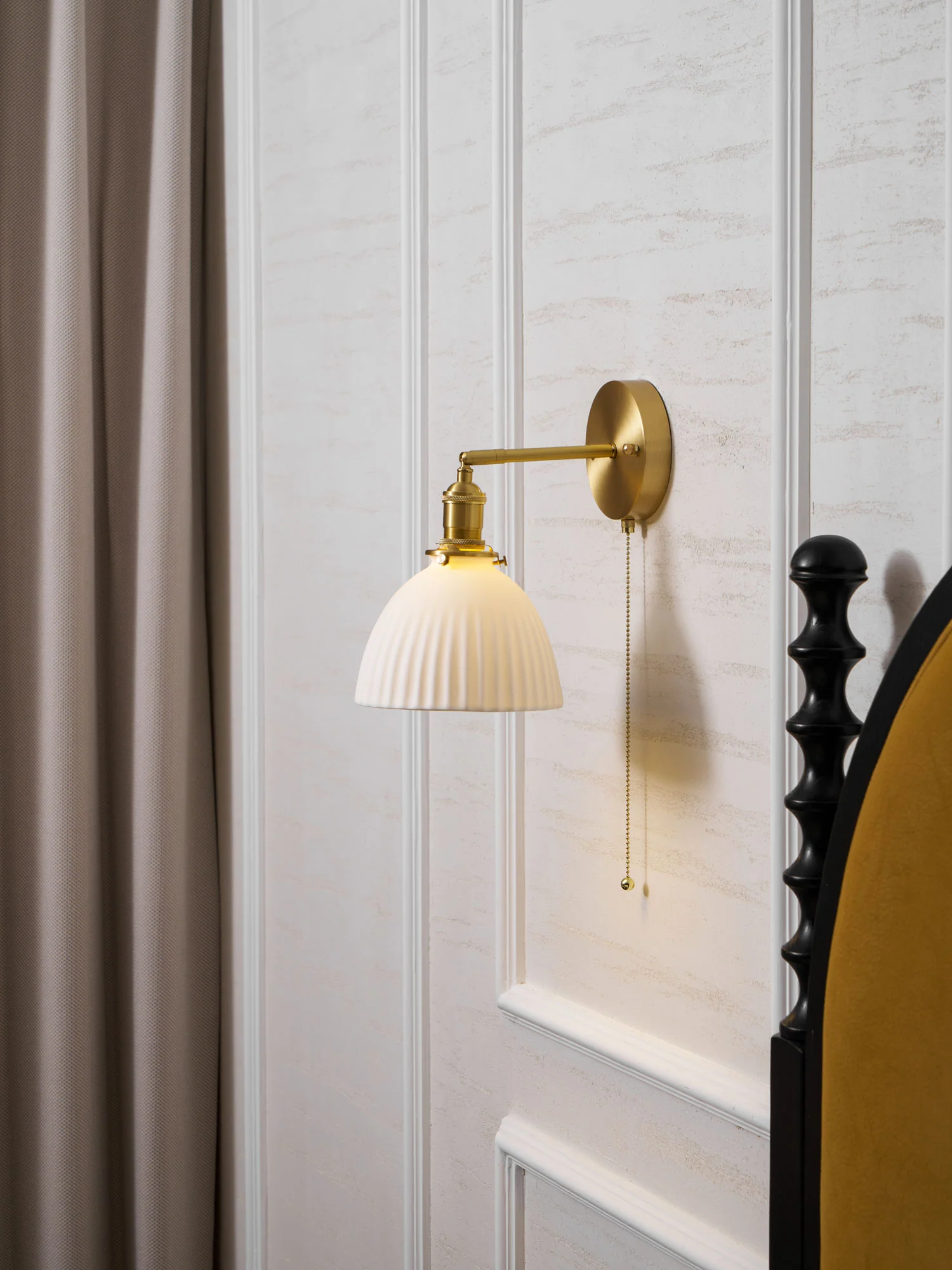 Brass Pleated Ceramic Wall Lamp - Image 30