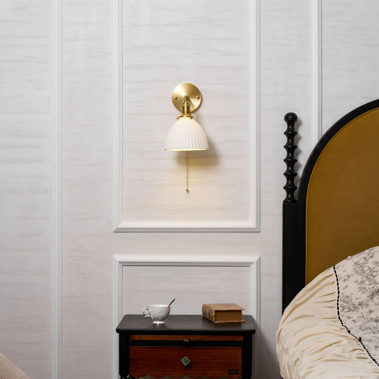 Brass Pleated Ceramic Wall Lamp - Image 42