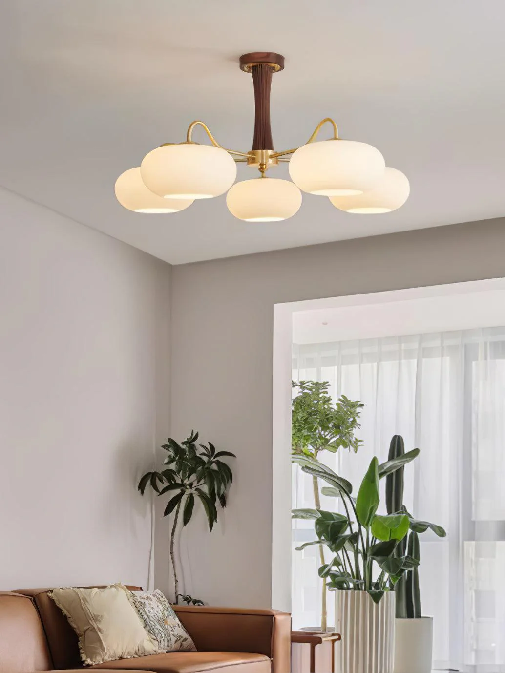 Brass Wooden Persimmon Chandelier - Image 13