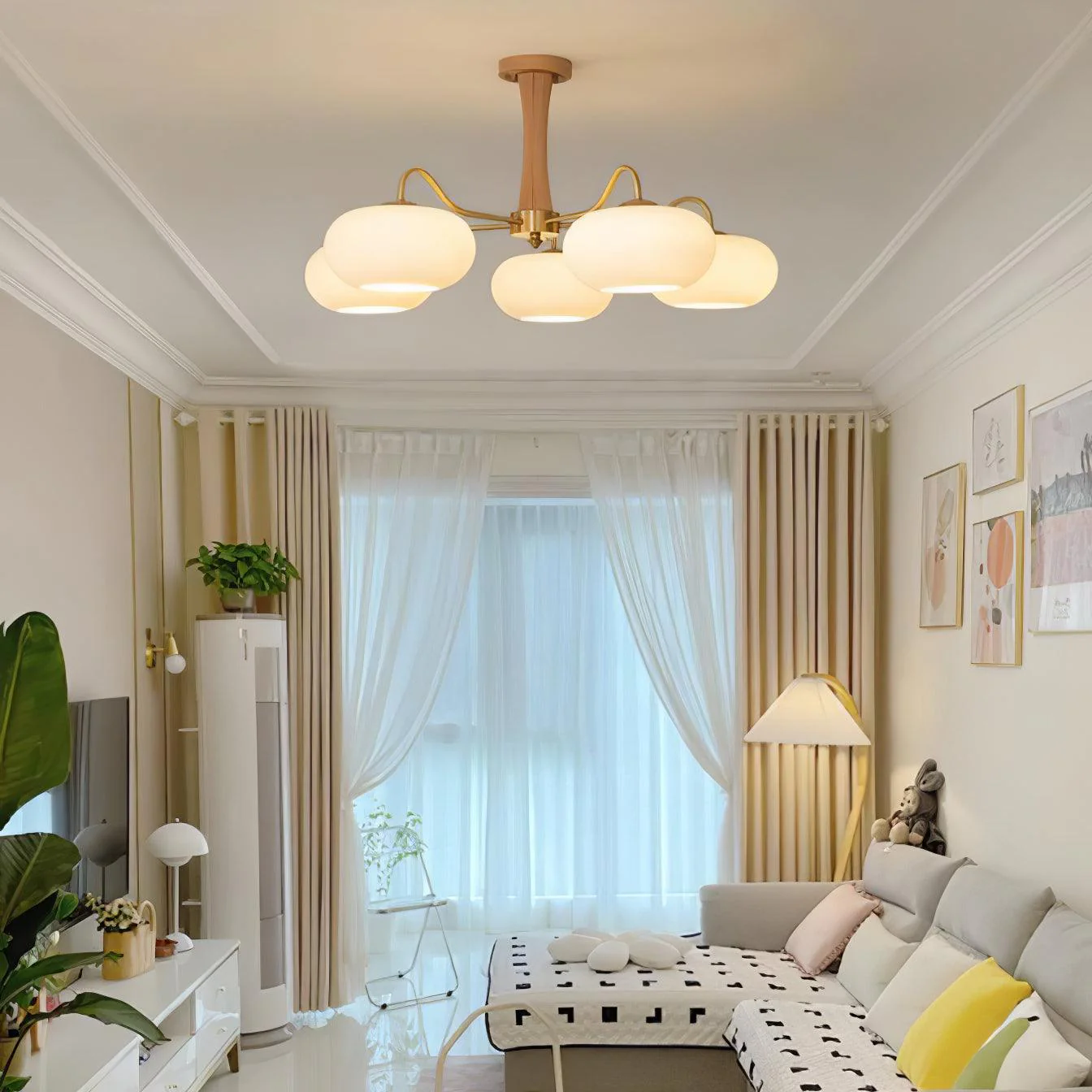 Brass Wooden Persimmon Chandelier - Image 41