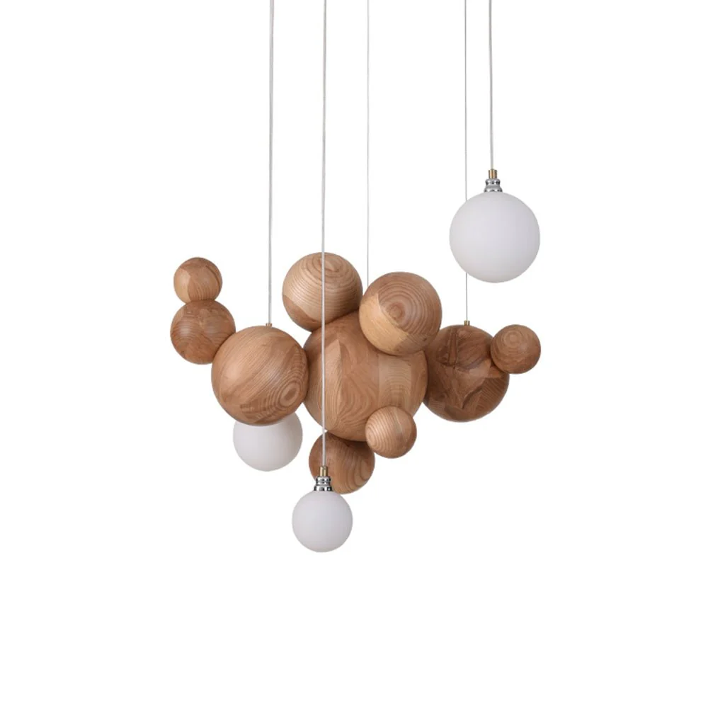 Bubble Wood Balls Chandelier - Image 13