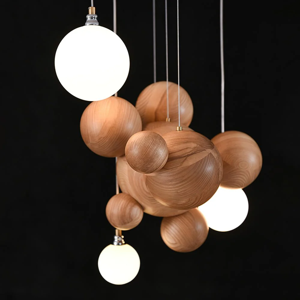 Bubble Wood Balls Chandelier - Image 9
